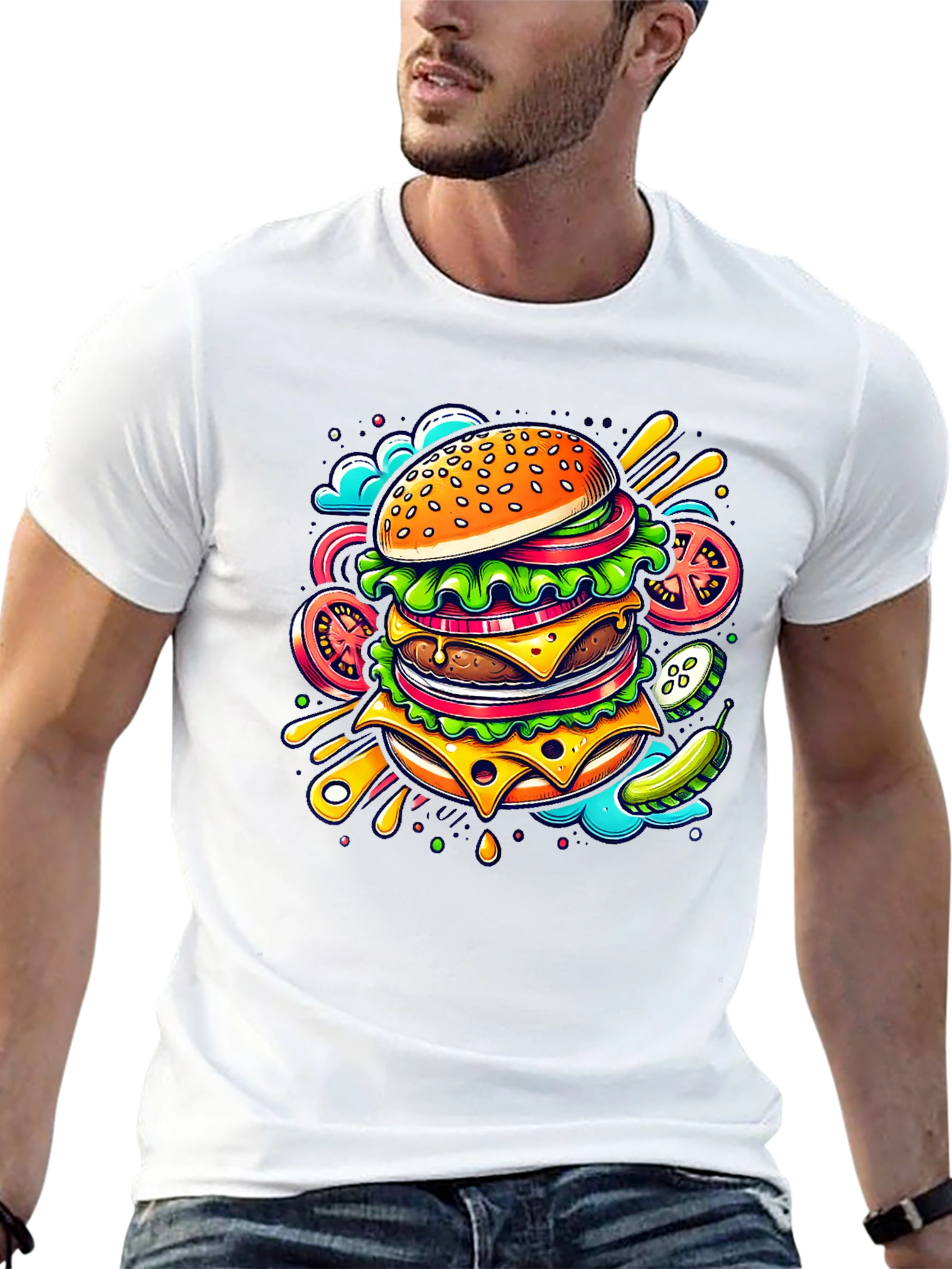 Burger Graphic Tee - Stylish Comfort