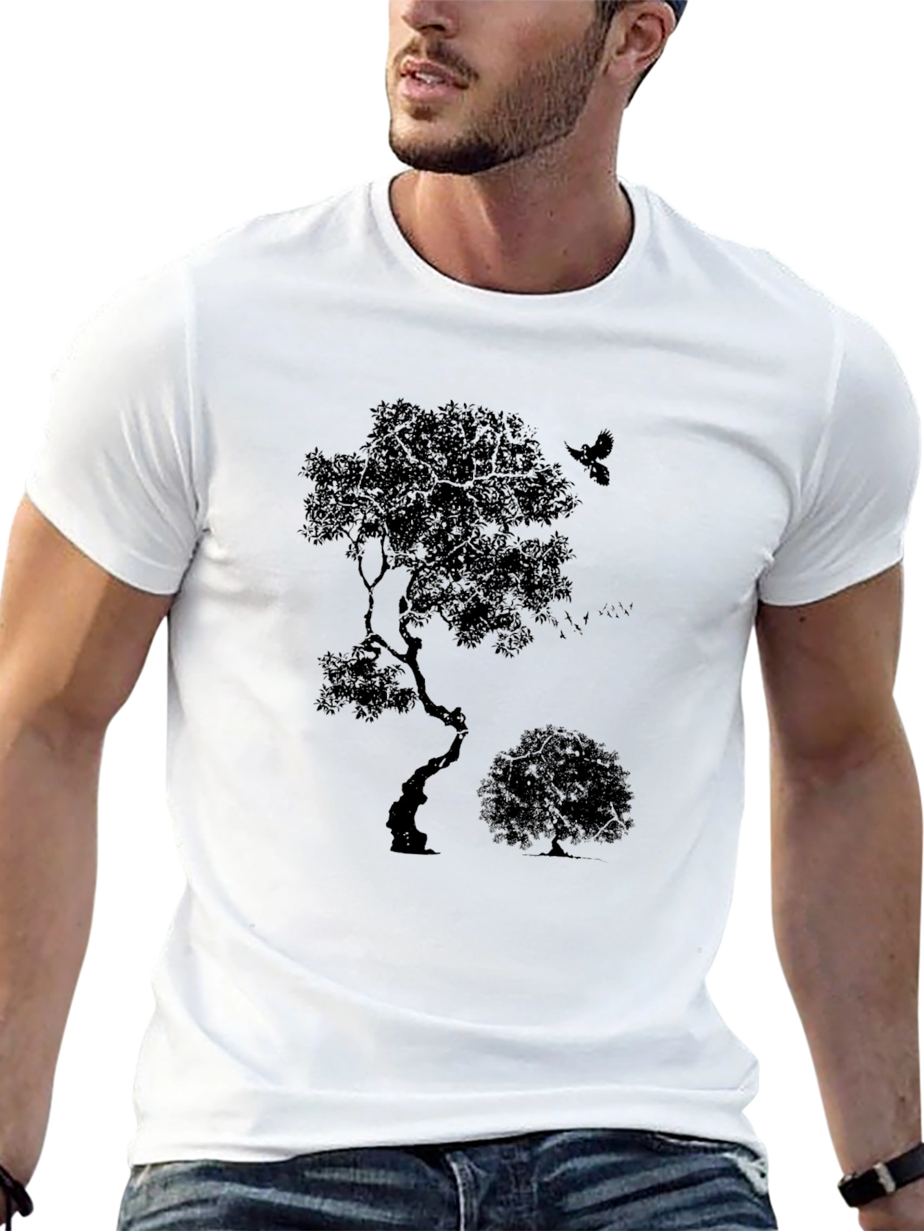 Nature Silhouette Graphic Black T-Shirt