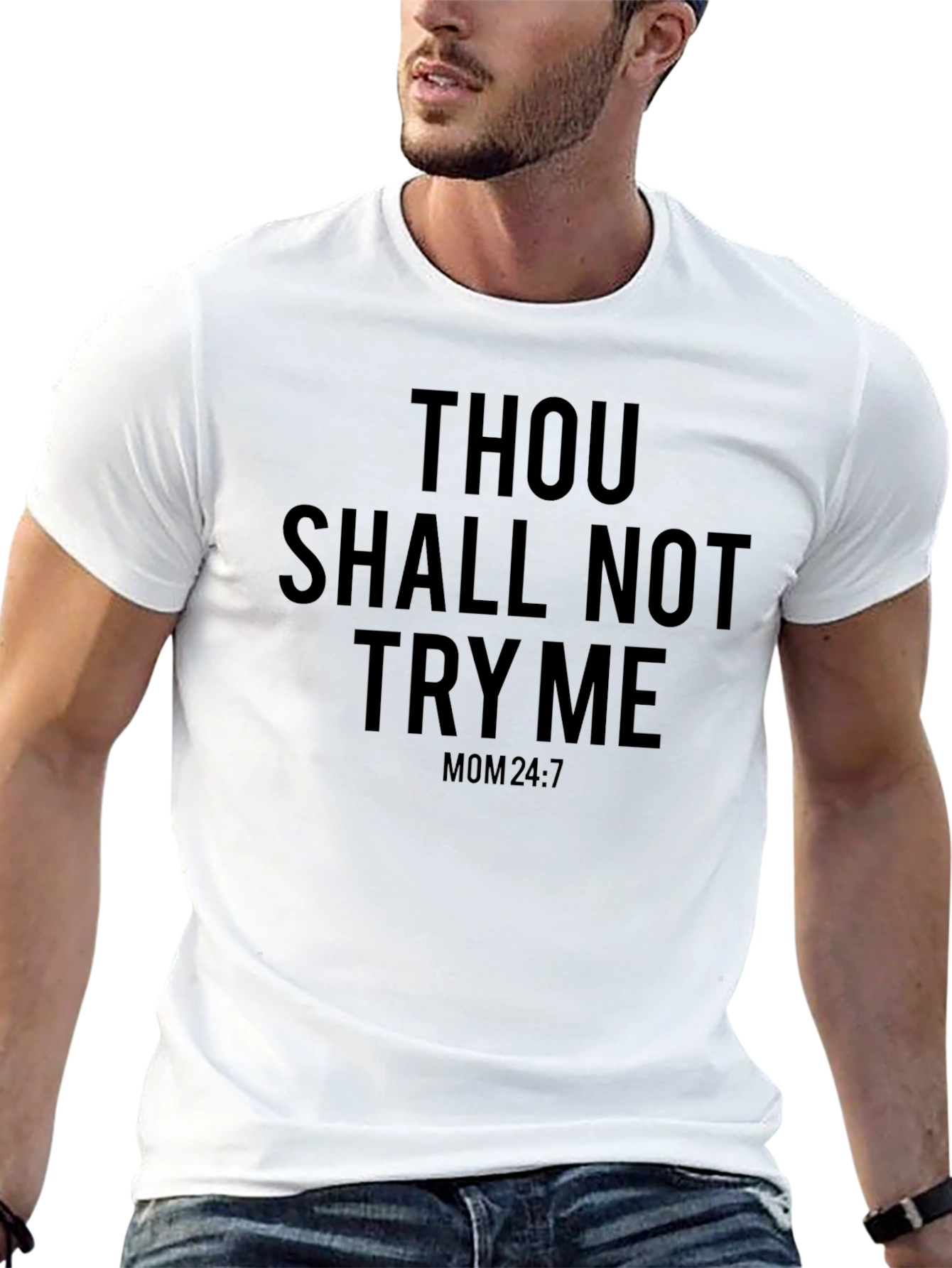 Thou Shall Not Try Me Mom 24:7 Black T-Shirt