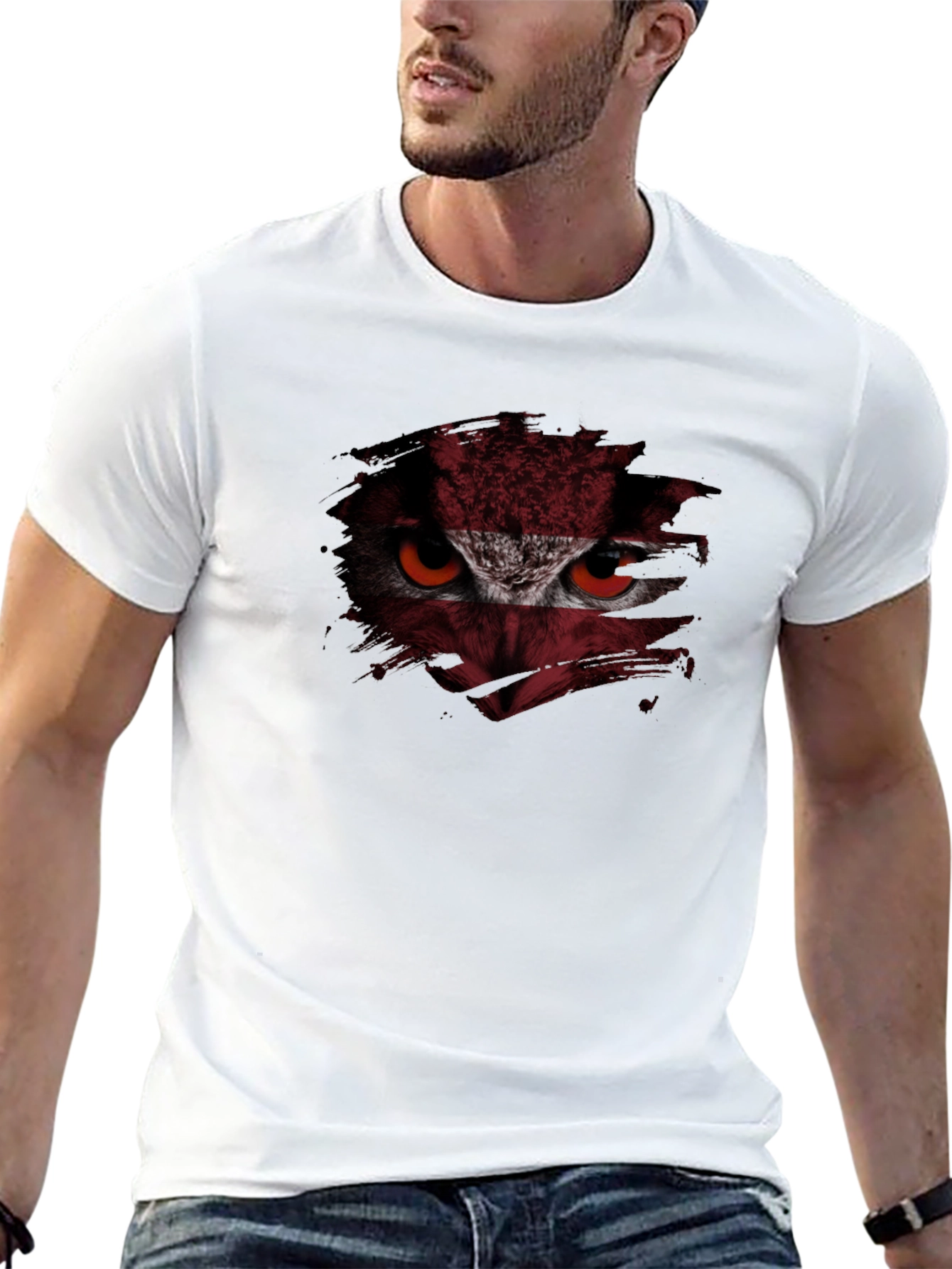 Owl Eyes Graphic Print Tee - Mens Black T-Shirt