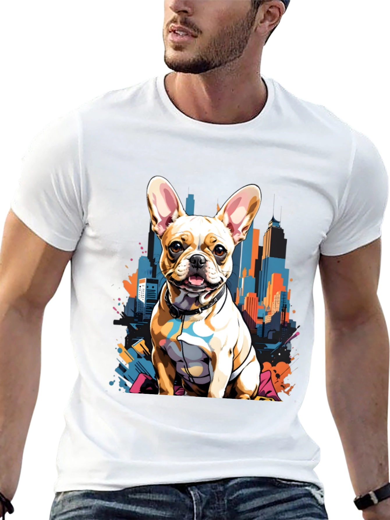 Urban Bulldog Tee - Cityscape Pup Graphic T-Shirt