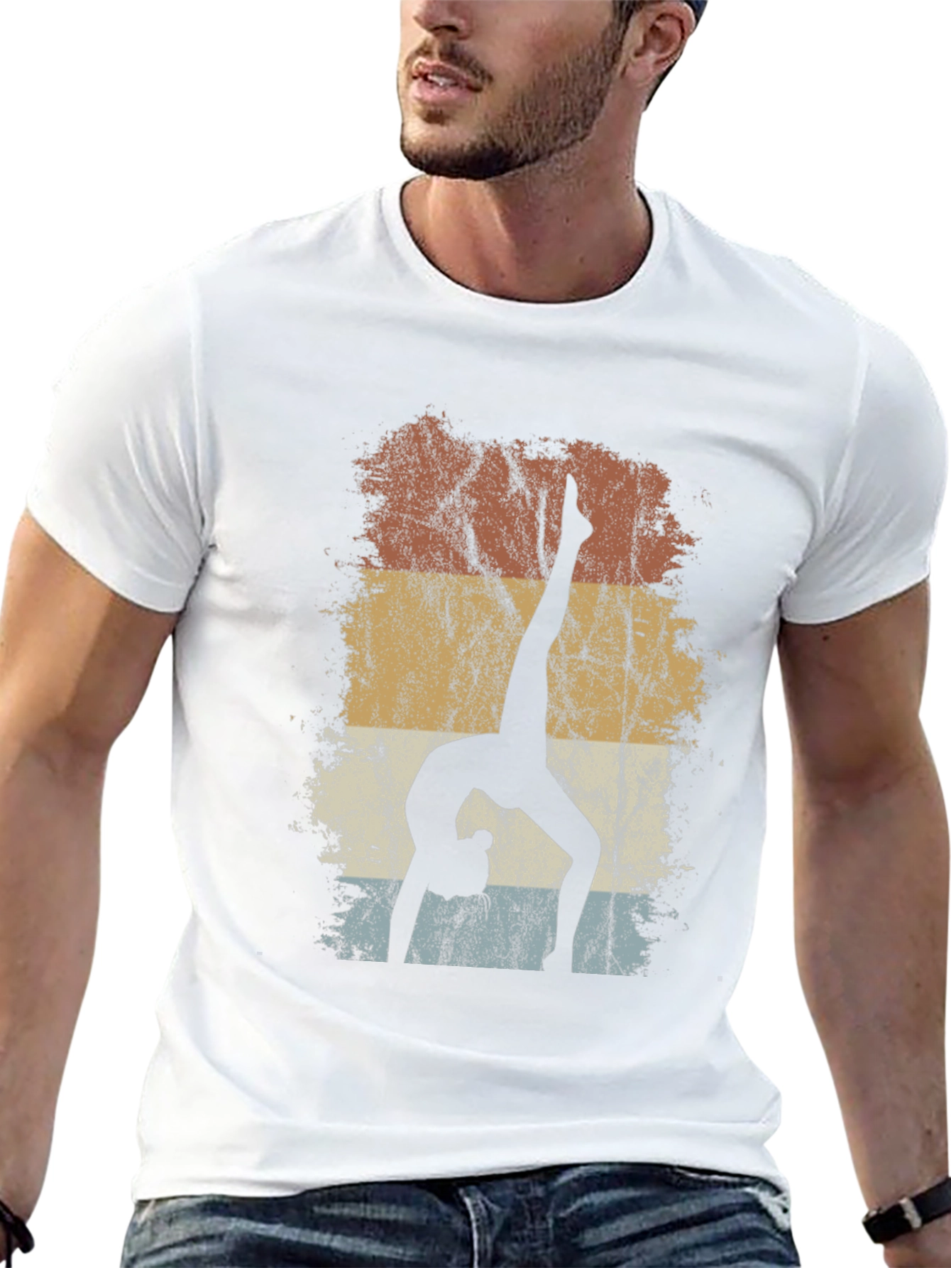 Yoga Pose Silhouette T-Shirt - Retro Style