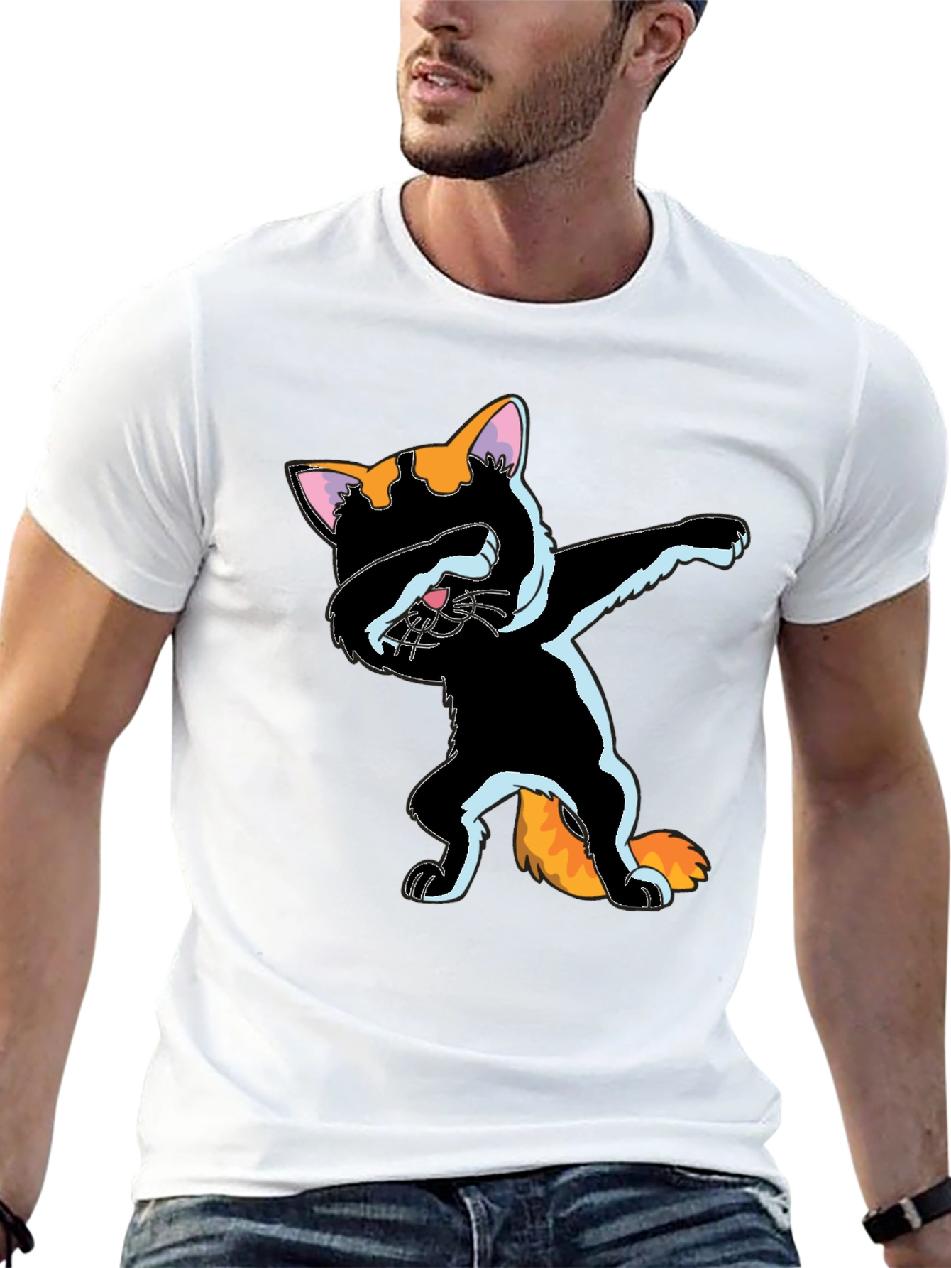 Dabbing Cat Graphic Tee - Fun Stylish