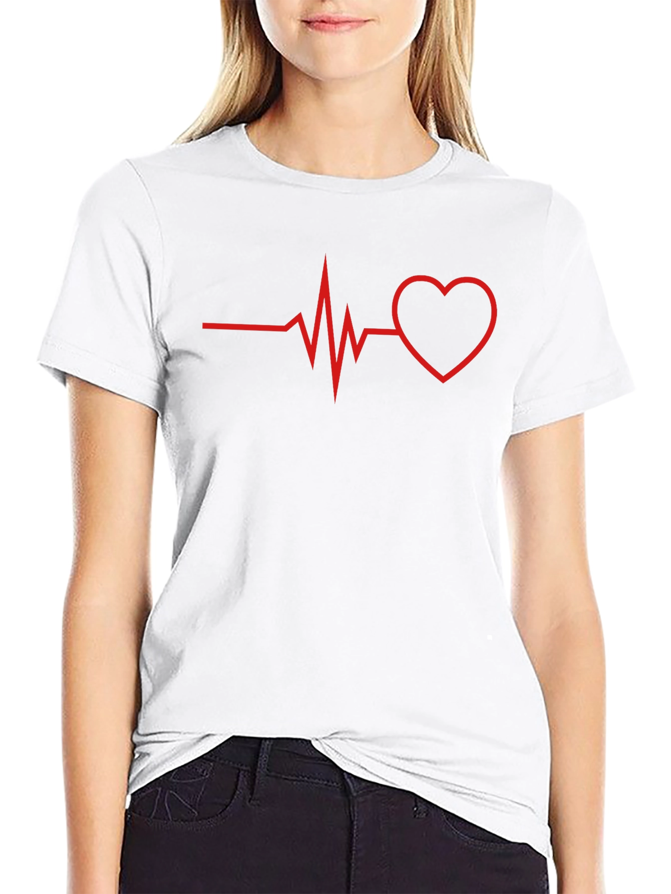 Heartbeat Graphic Tee - Black Cotton Blend