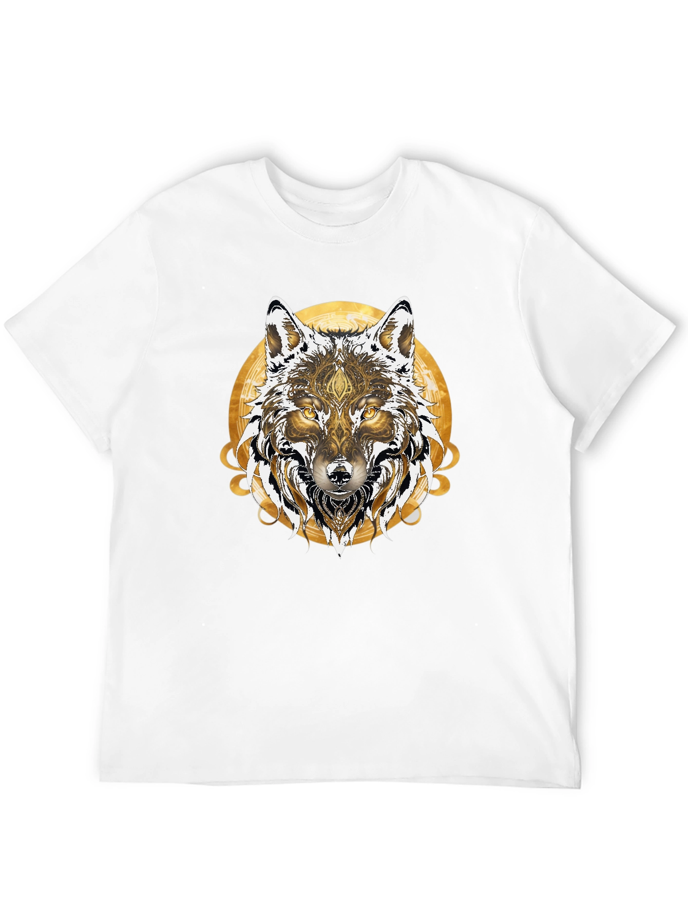 Wolf Graphic Print Mens Black T-Shirt