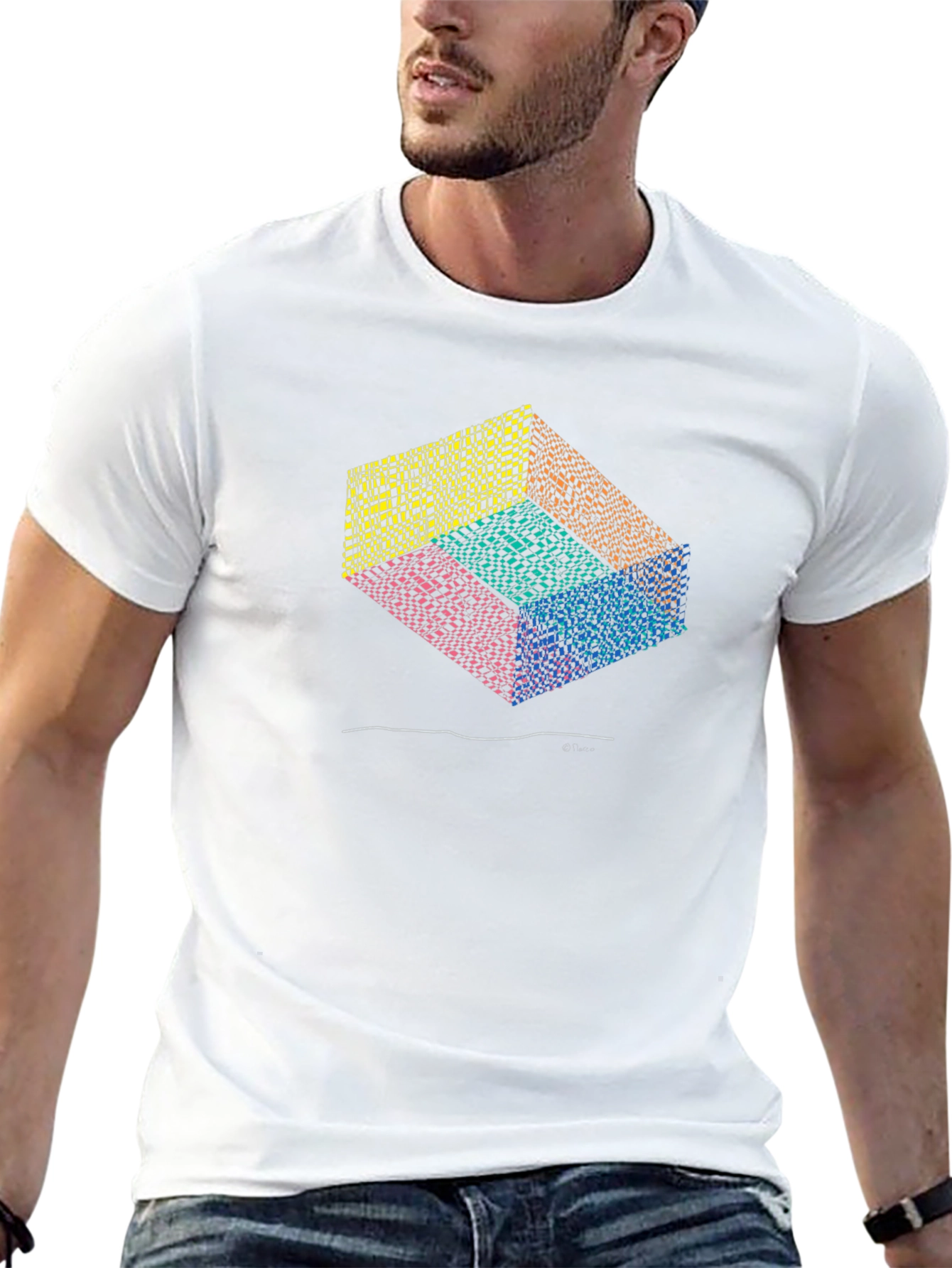 Geometric Illusion Graphic Black T-Shirt