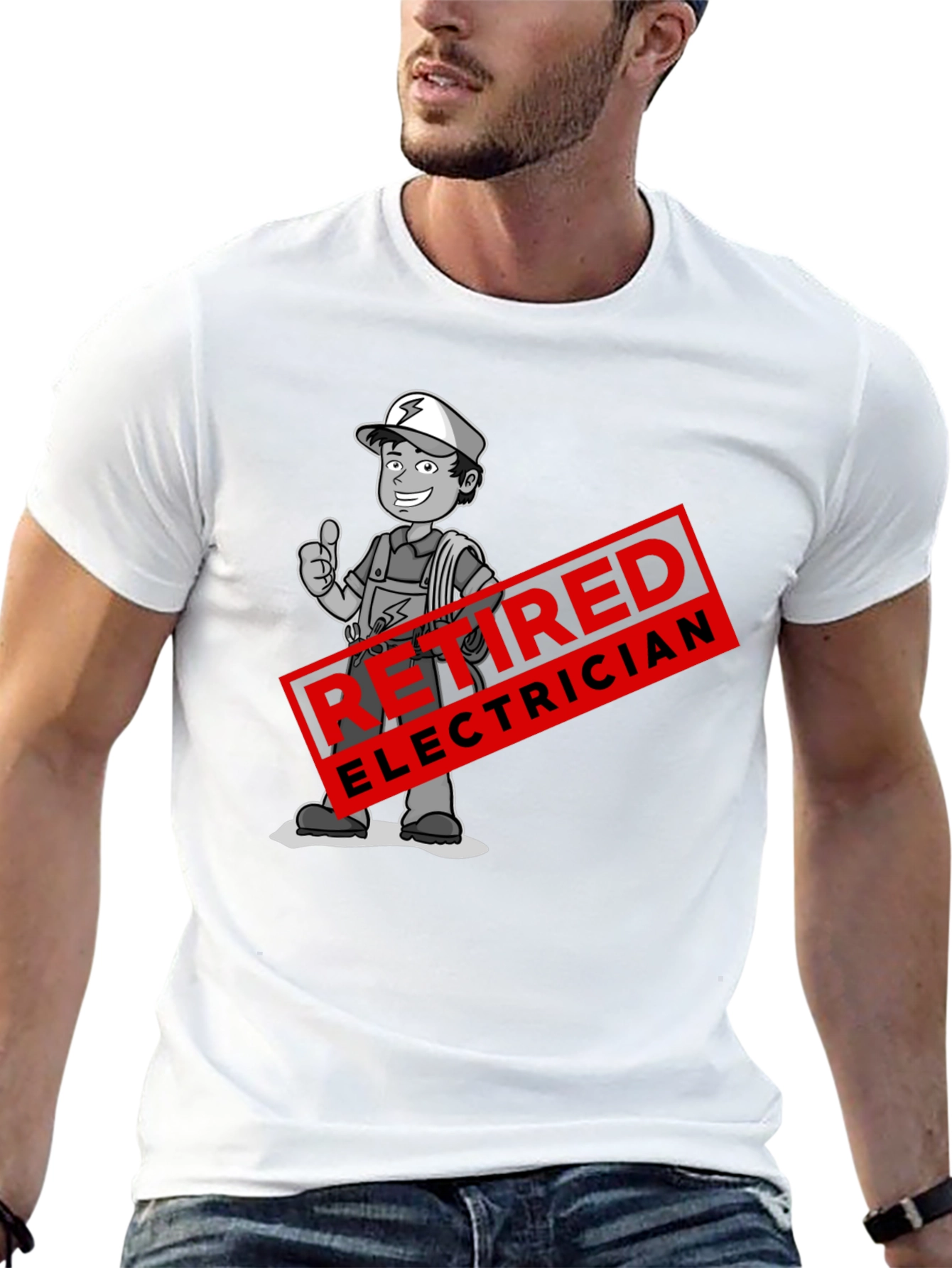 Retired Electrician Cartoon Graphic T-Shirt