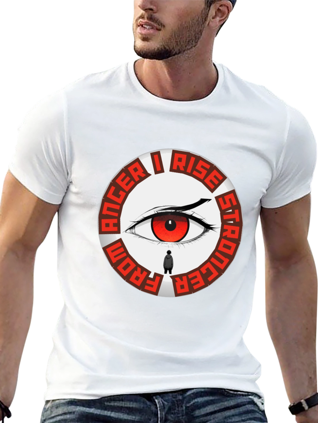 Anger I Rise Stronger Eye Graphic Tee - Black