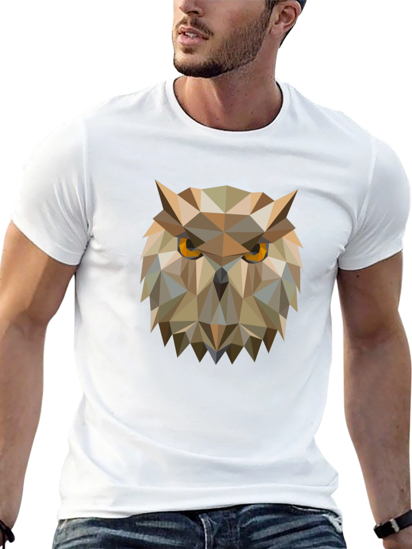 Geometric Owl Graphic Tee - Mens Black T-Shirt