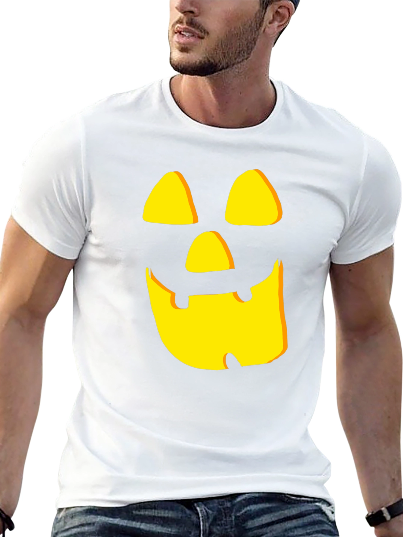 Spooky Pumpkin Face Black Halloween T-Shirt