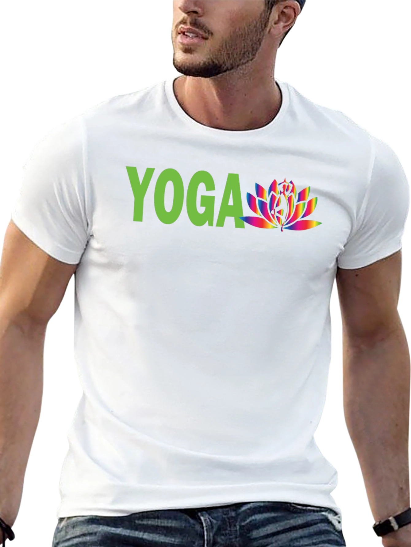 Yoga Lotus Graphic Tee - Black Cotton Shirt