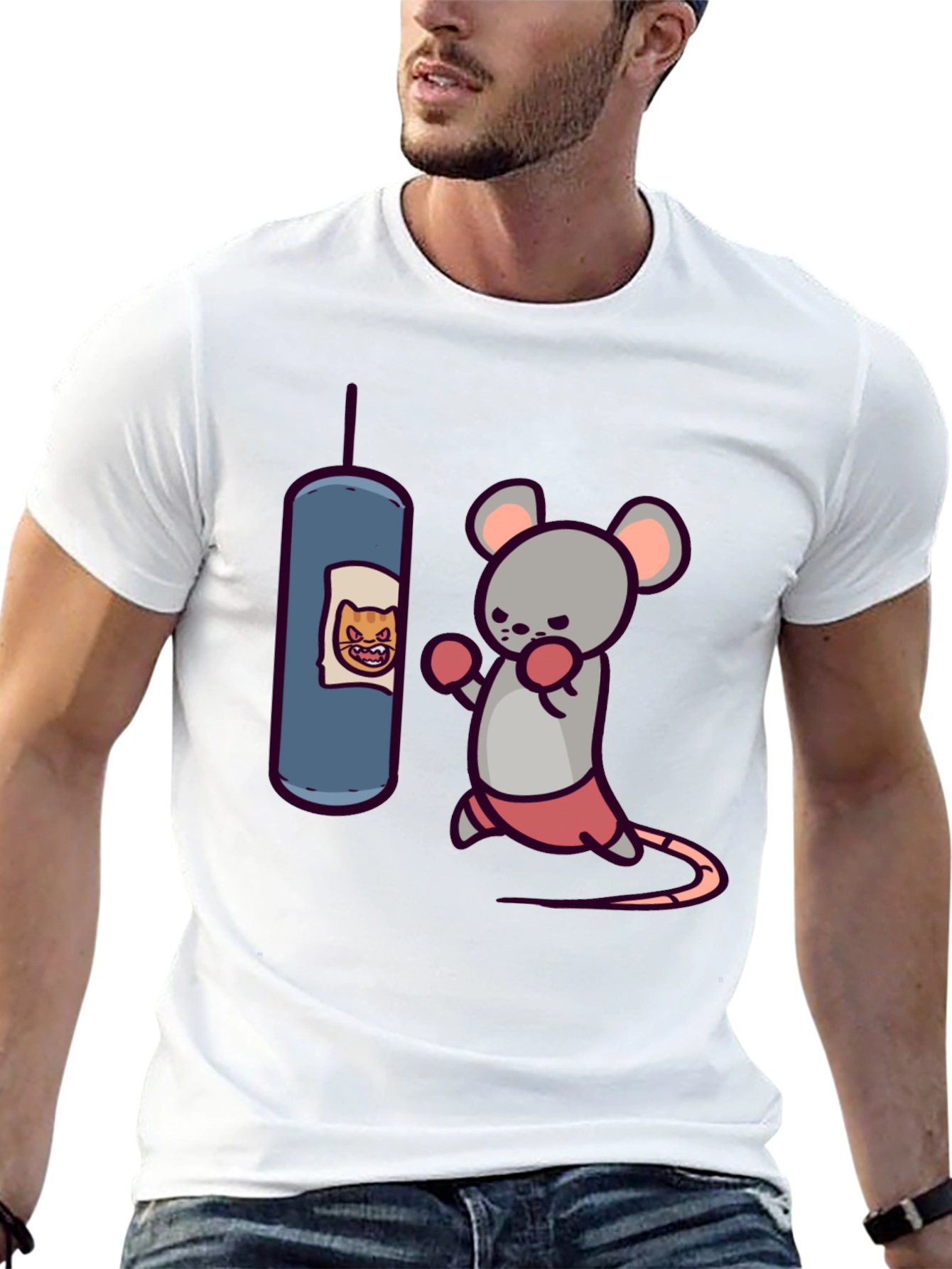 Boxing Mouse T-Shirt - Funny Cartoon Tee