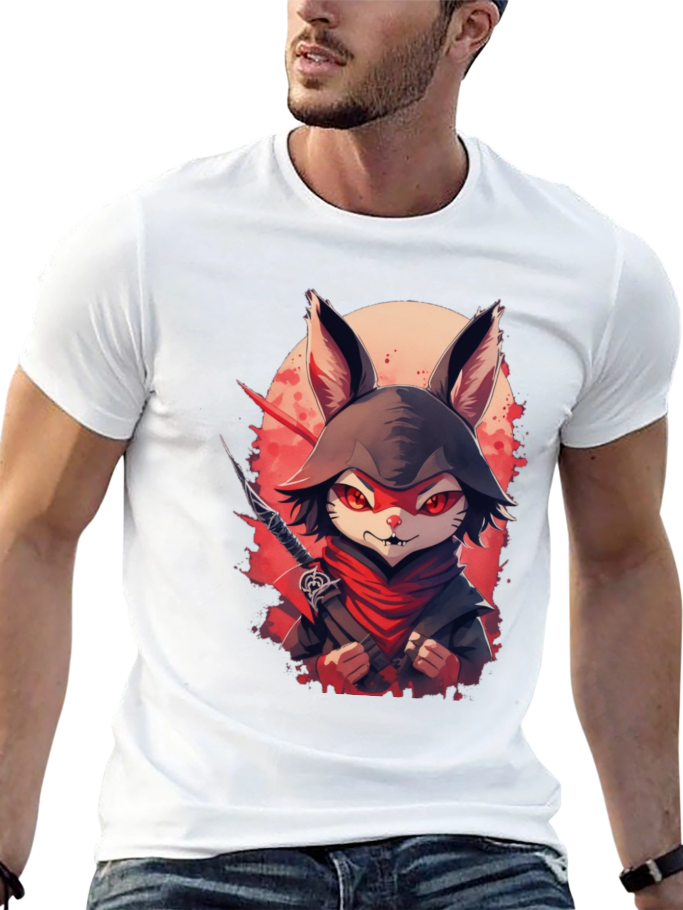 Ninja Rabbit Graphic Tee - Mens Black T-Shirt
