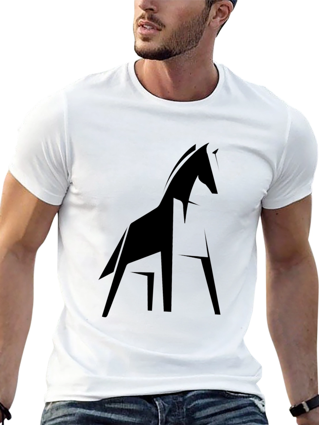 Geometric Horse Tee - Modern Black T-Shirt
