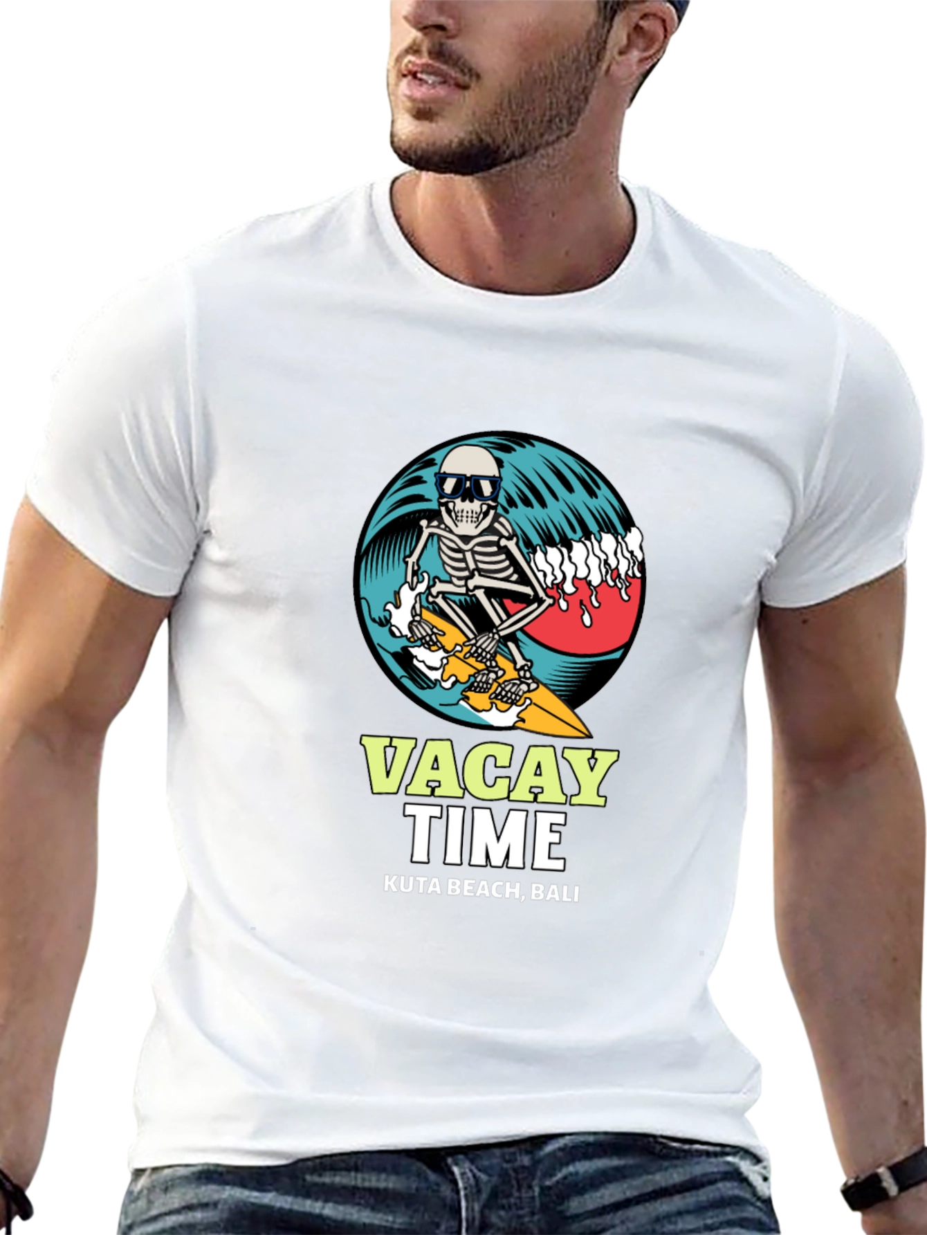 Vacay Time Skeleton Surfer T-Shirt