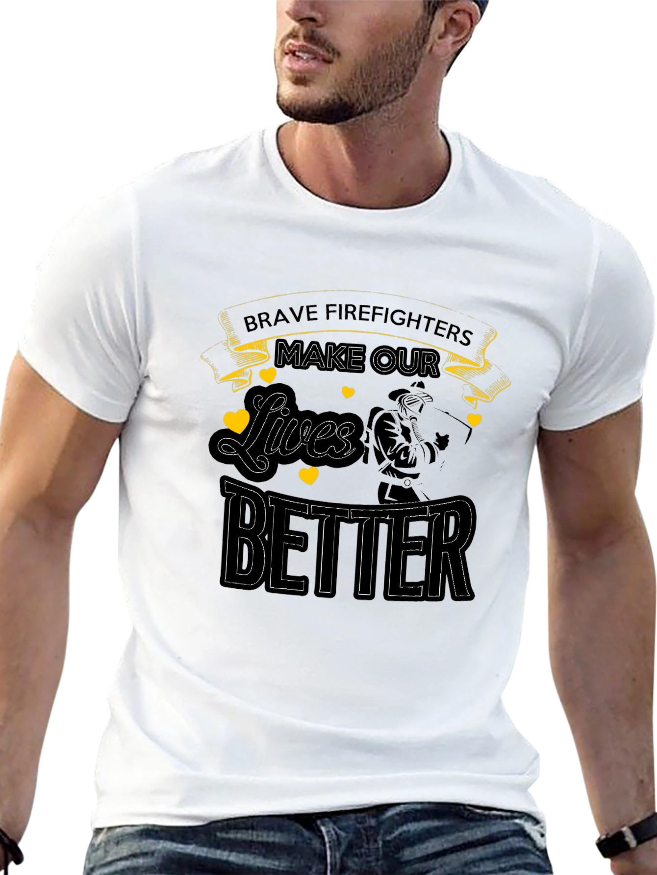Brave Firefighters Graphic Tee - Black