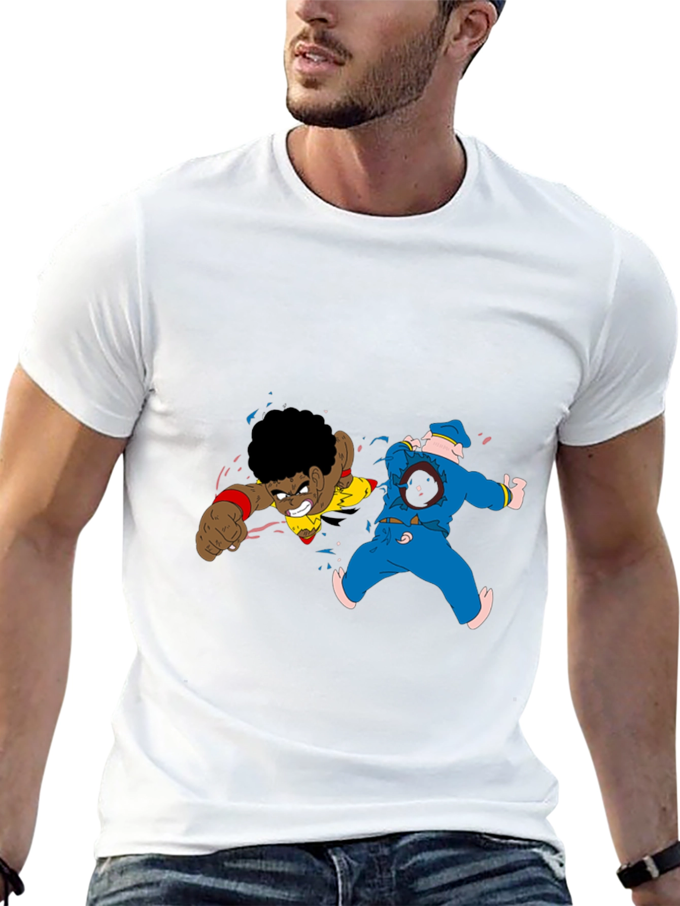 Cartoon Fight Black Tee