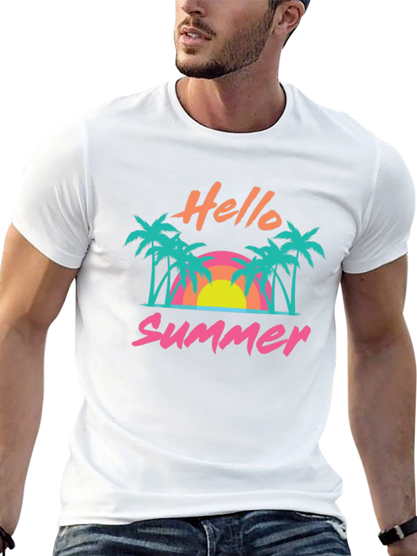 Hello Summer Graphic T-Shirt - Black