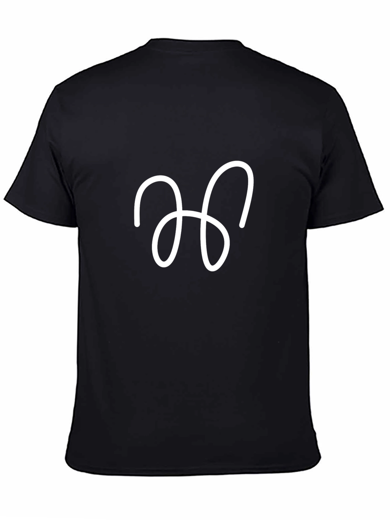 Minimalist White Abstract Design on Black T-Shirt
