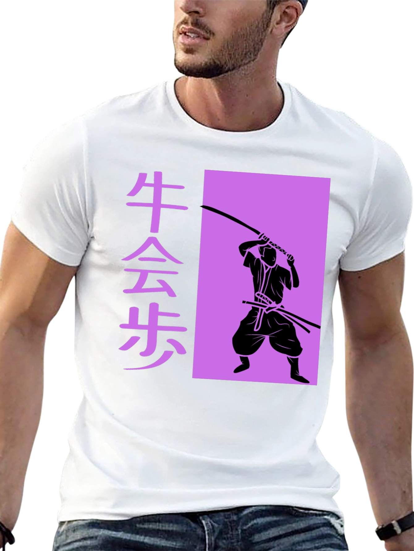 Samurai Silhouette Graphic Tee - Black