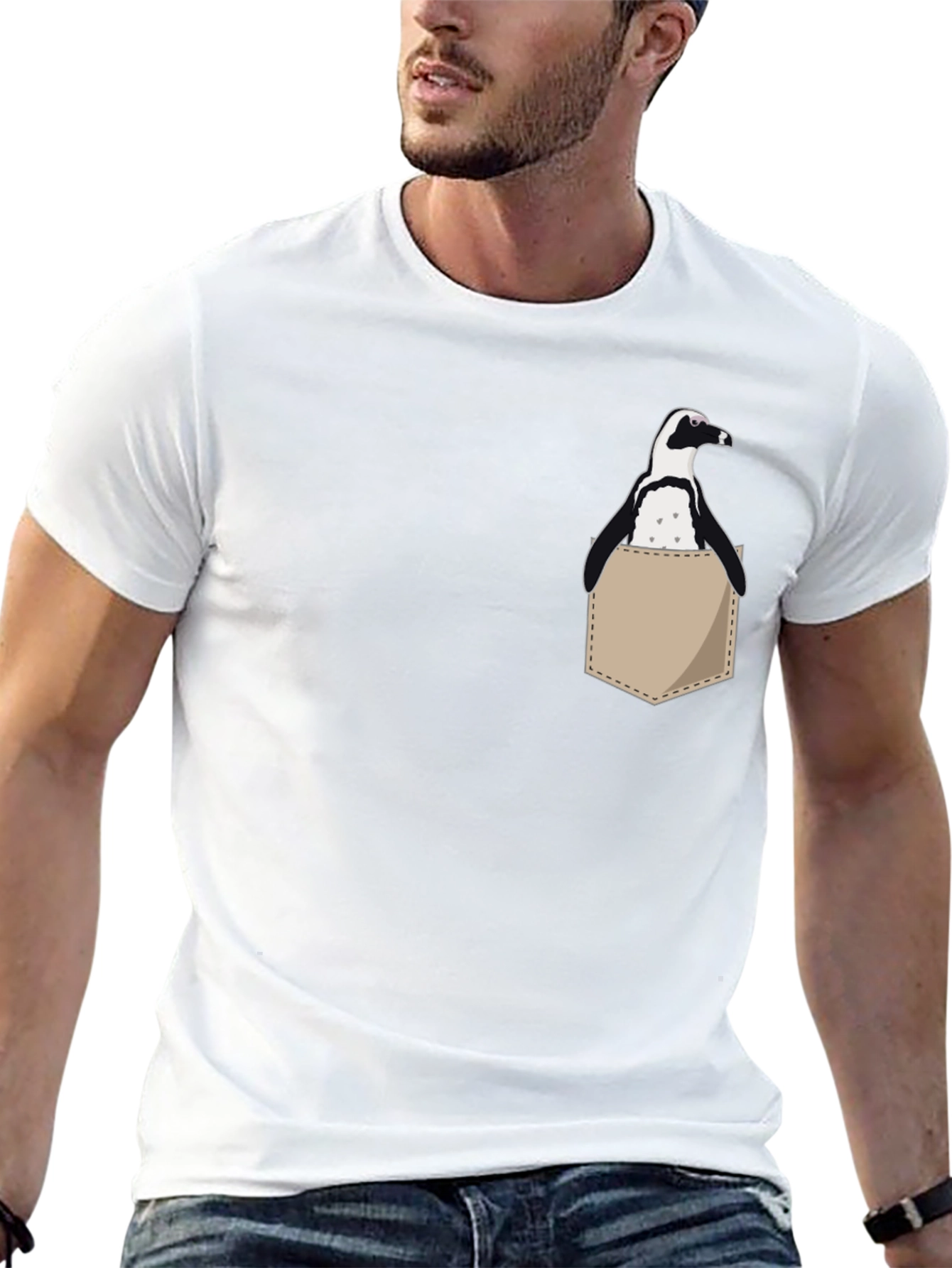 Penguin Pocket Tee - Casual Black Cotton T-Shirt