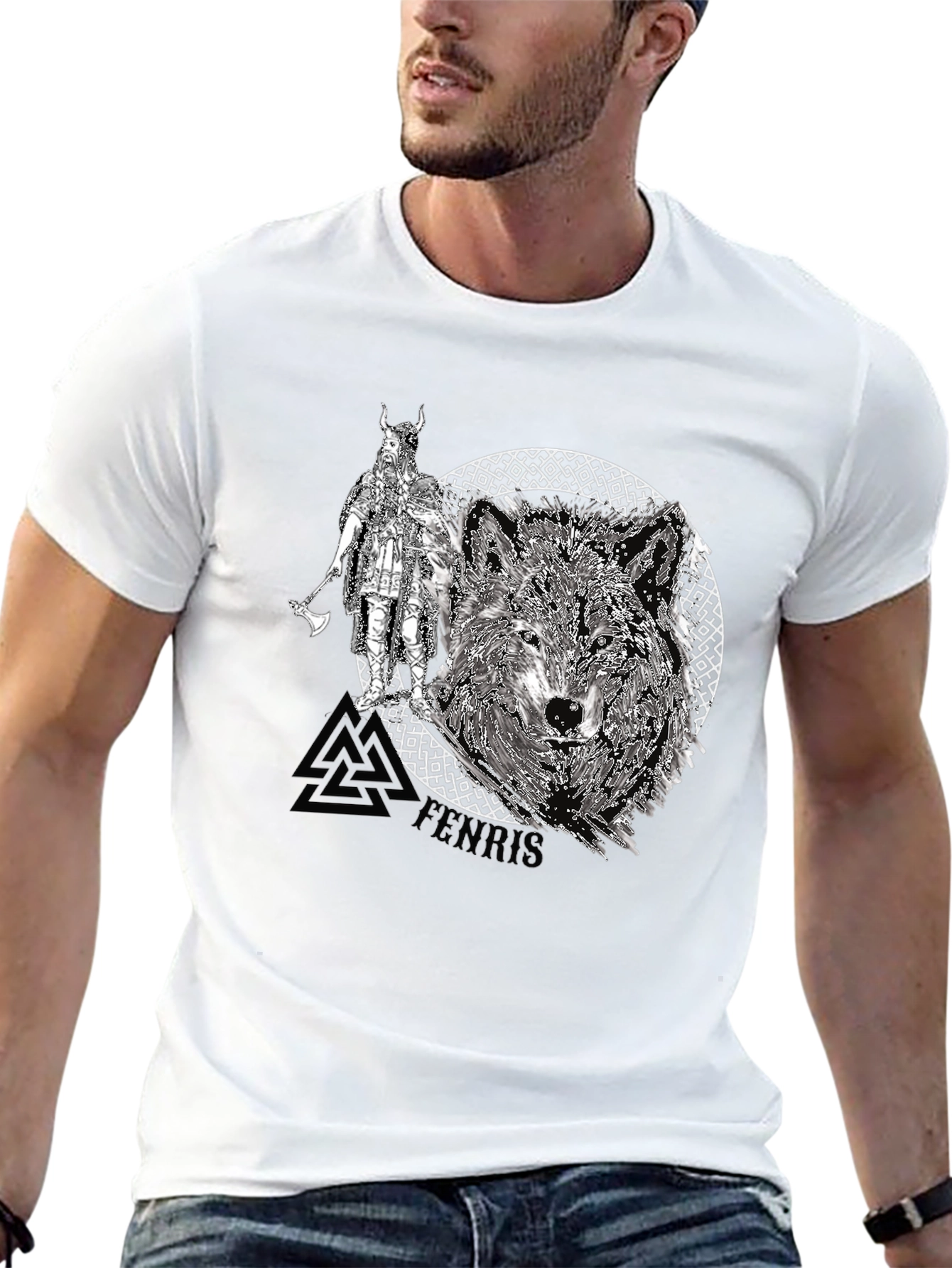 Viking Wolf Graphic Tee - Black
