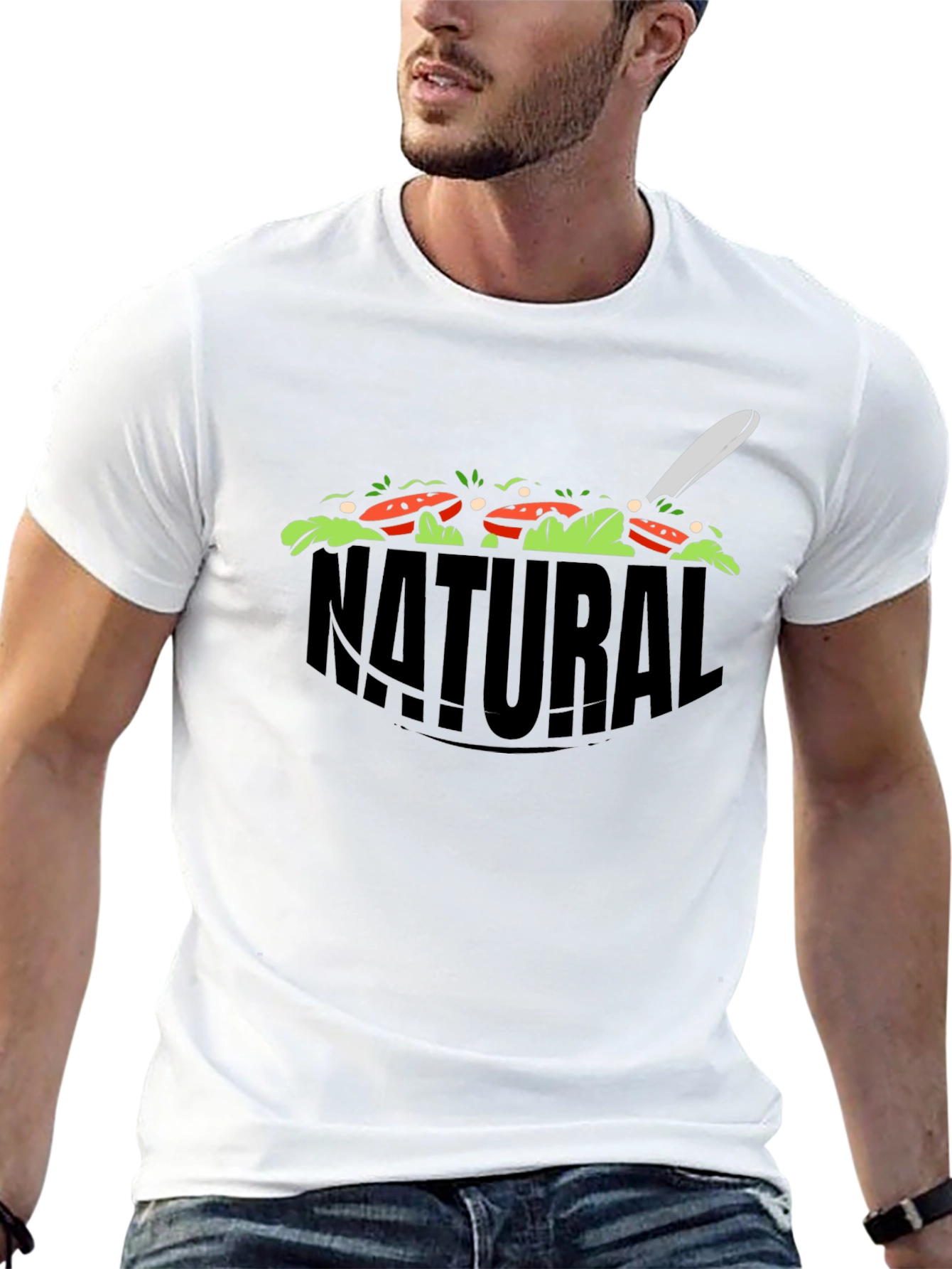 Natural Salad Graphic Tee - Black Cotton T-Shirt
