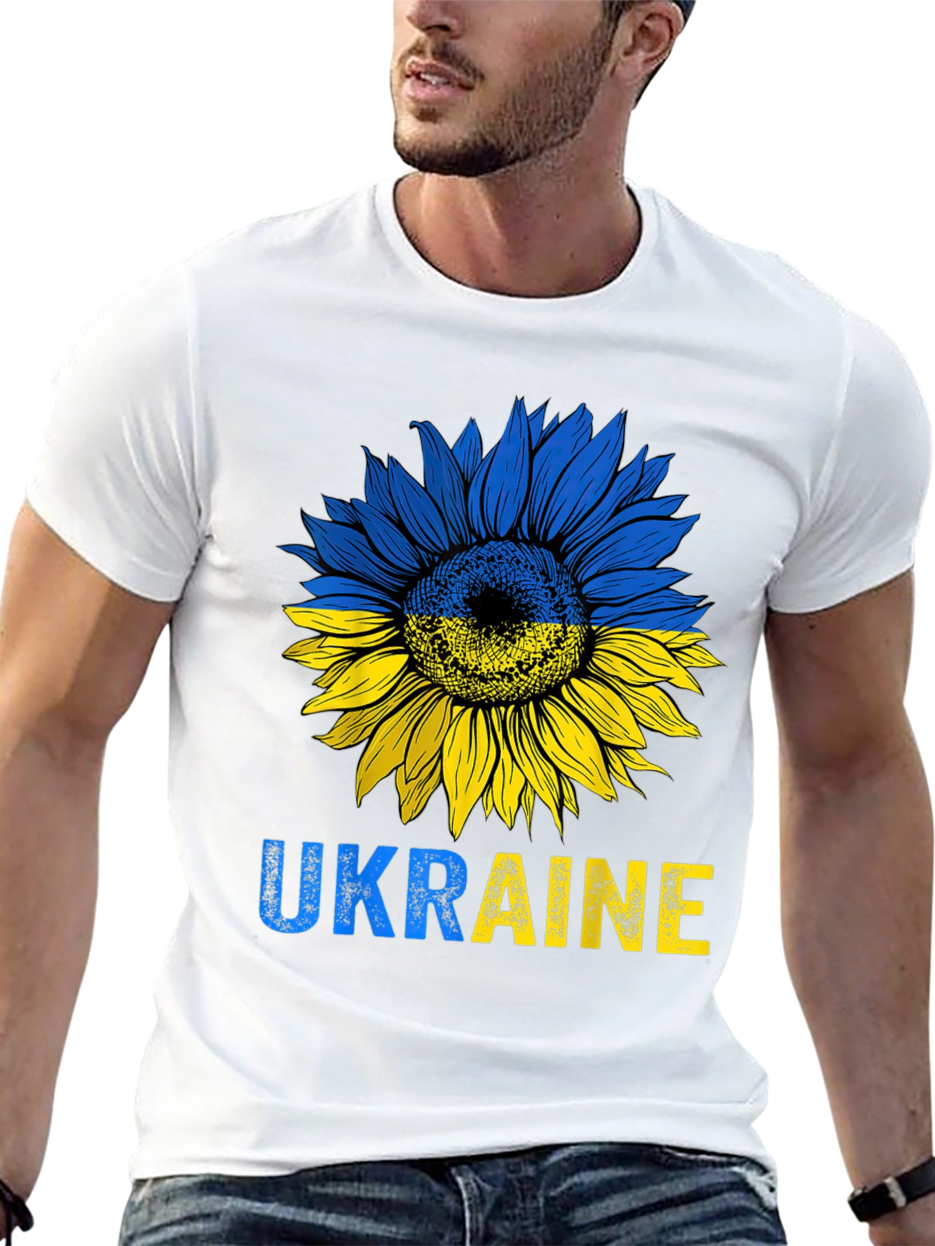 Ukraine Sunflower Graphic Print Mens T-Shirt