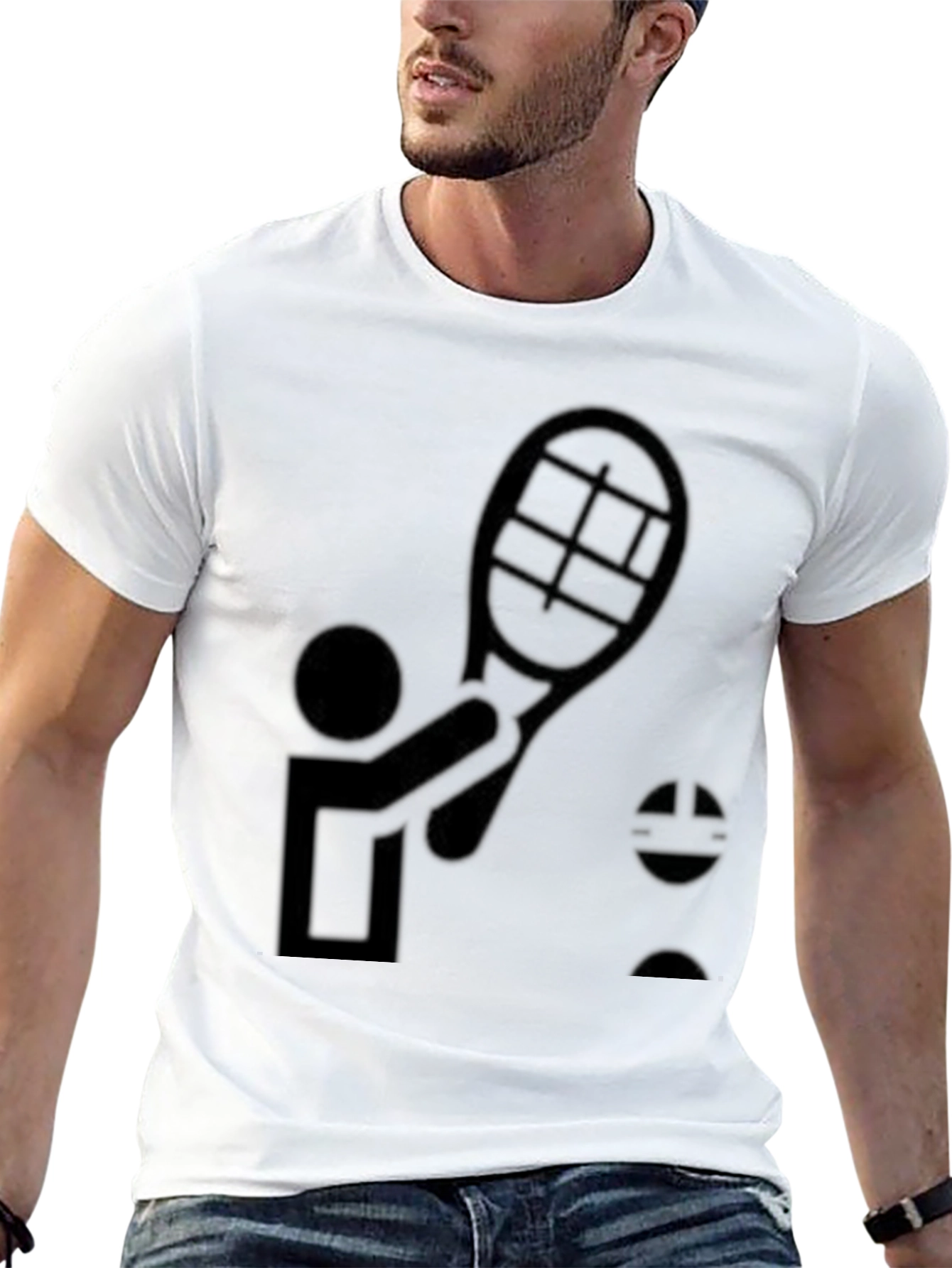 Tennis Player Graphic Tee - Black
