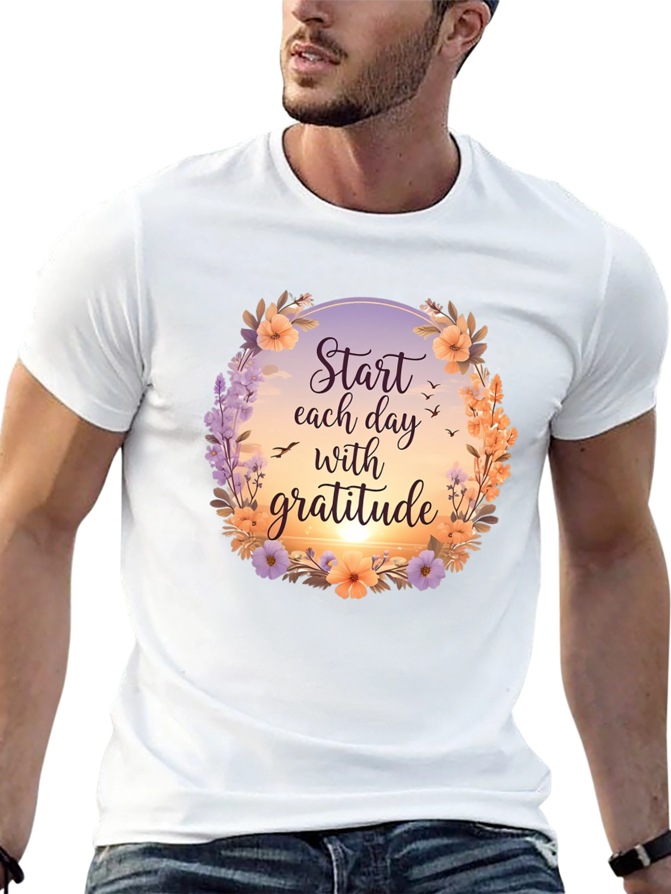 Gratitude Graphic Tee - Floral Inspirational Shirt