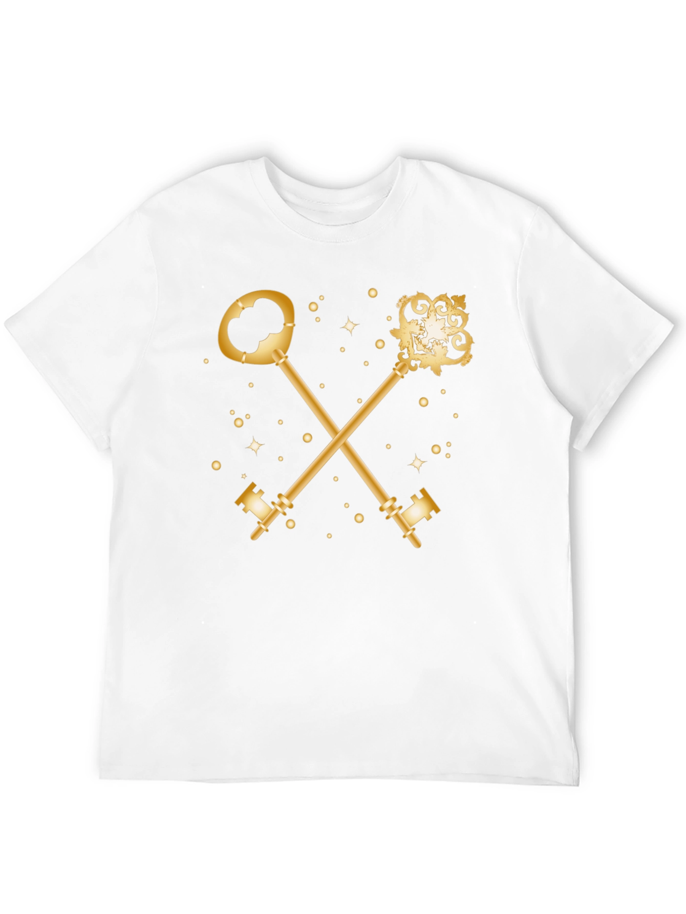 Gold Crossed Keys Graphic Black T-Shirt