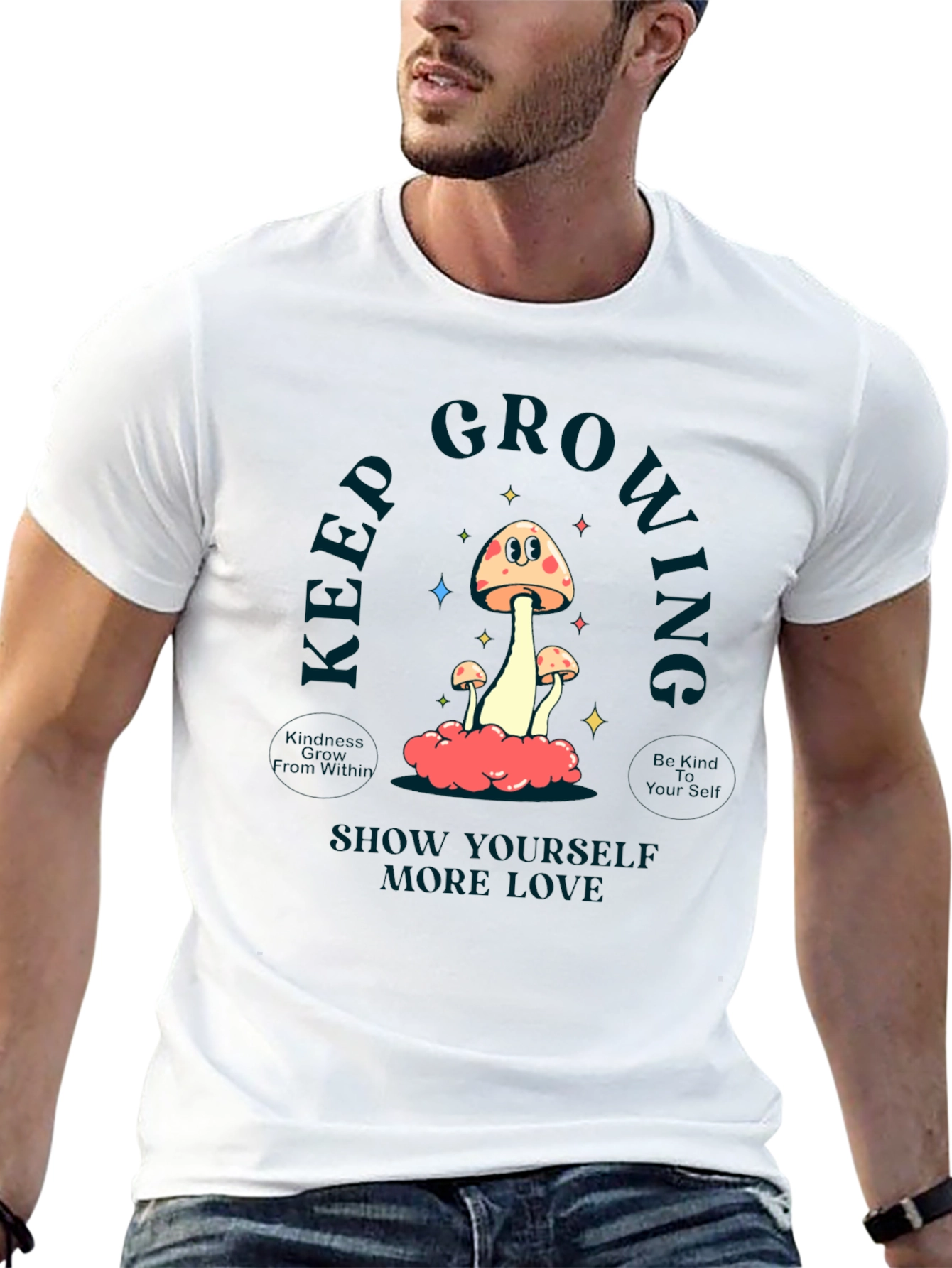 Keep Growing Mushroom Graphic Tee - Black