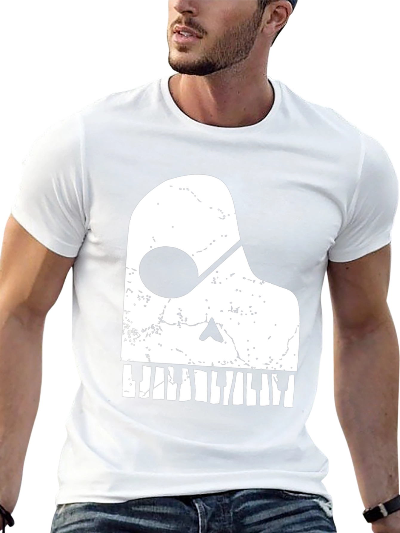 Piano Skull Graphic Tee - Music Lovers T-Shirt