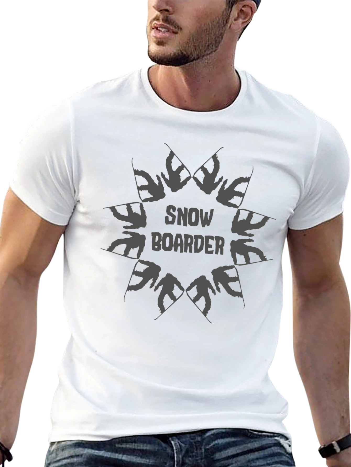 Snowboarder Graphic Print T-Shirt Black
