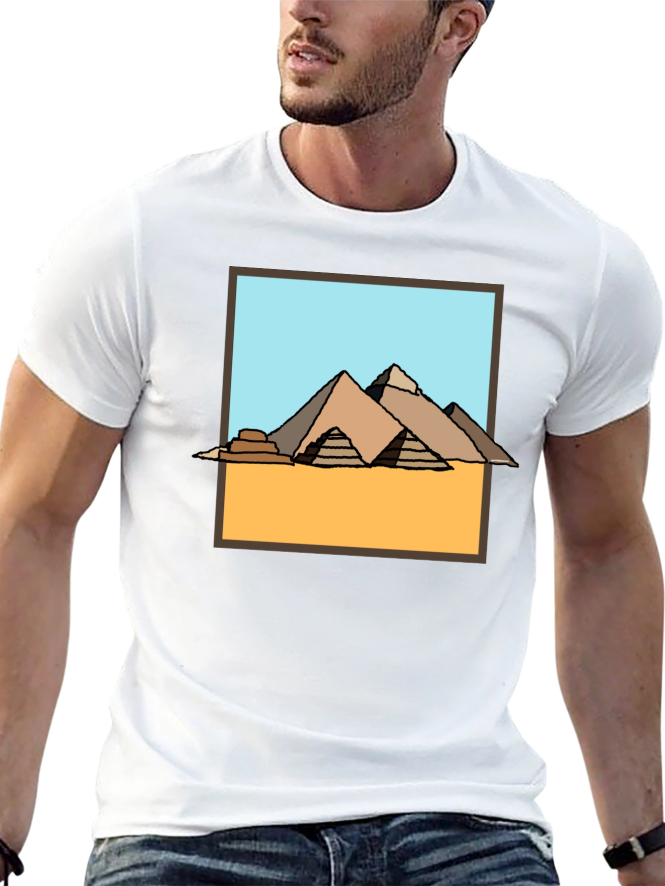 Egyptian Pyramid Graphic Tee - Black Cotton T-Shirt