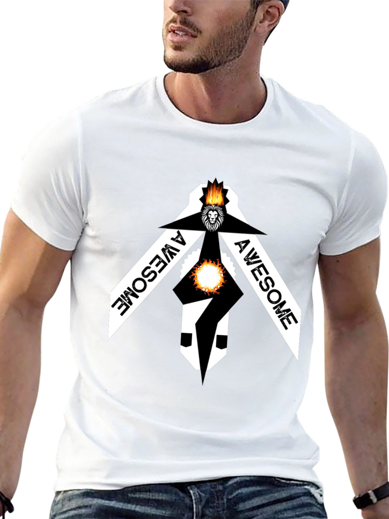 Awesome Lion Graphic Black Tee Shirt