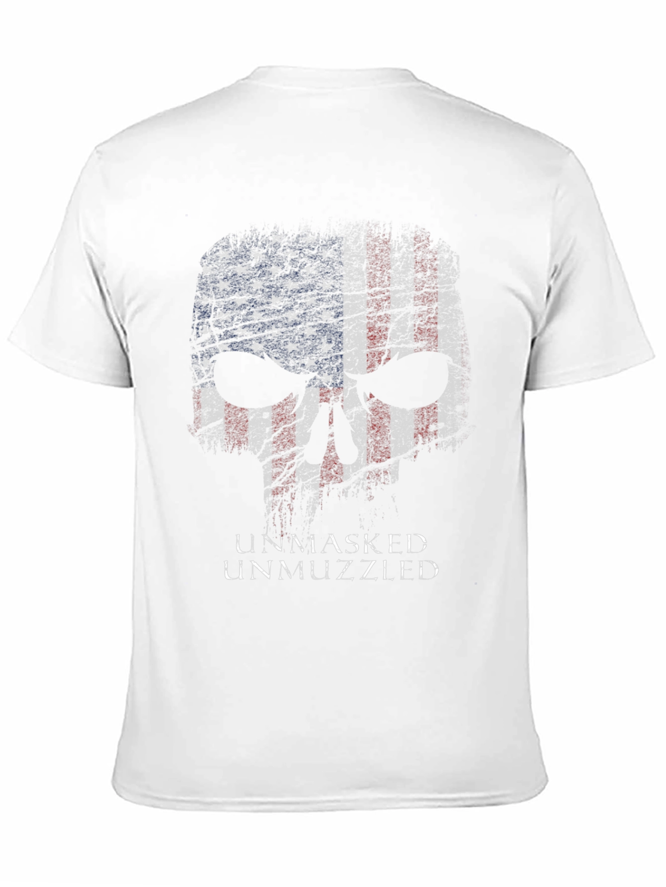 Unmasked Unmuzzled Skull American Flag T-Shirt