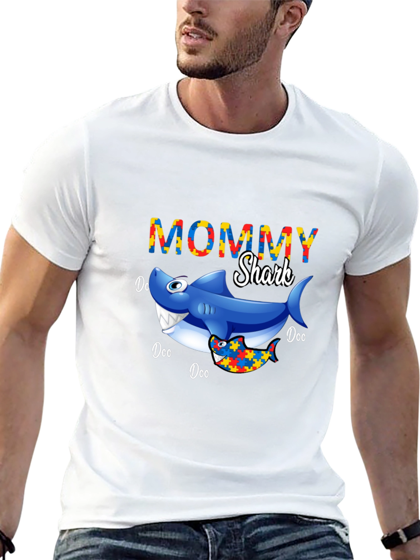 Mommy Shark Autism Awareness T-Shirt