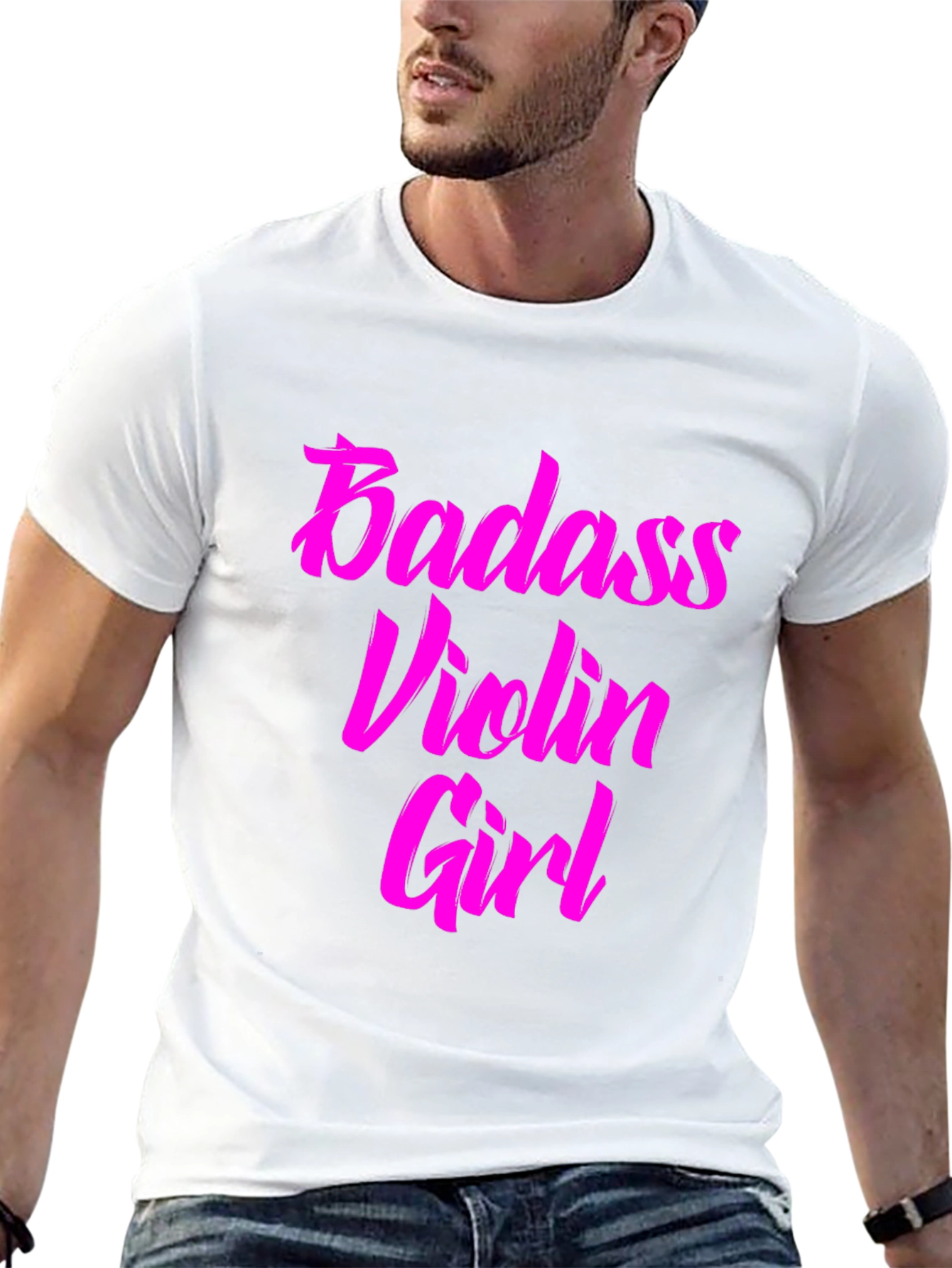 Badass Violin Girl Graphic Tee - Black Cotton T-Shirt