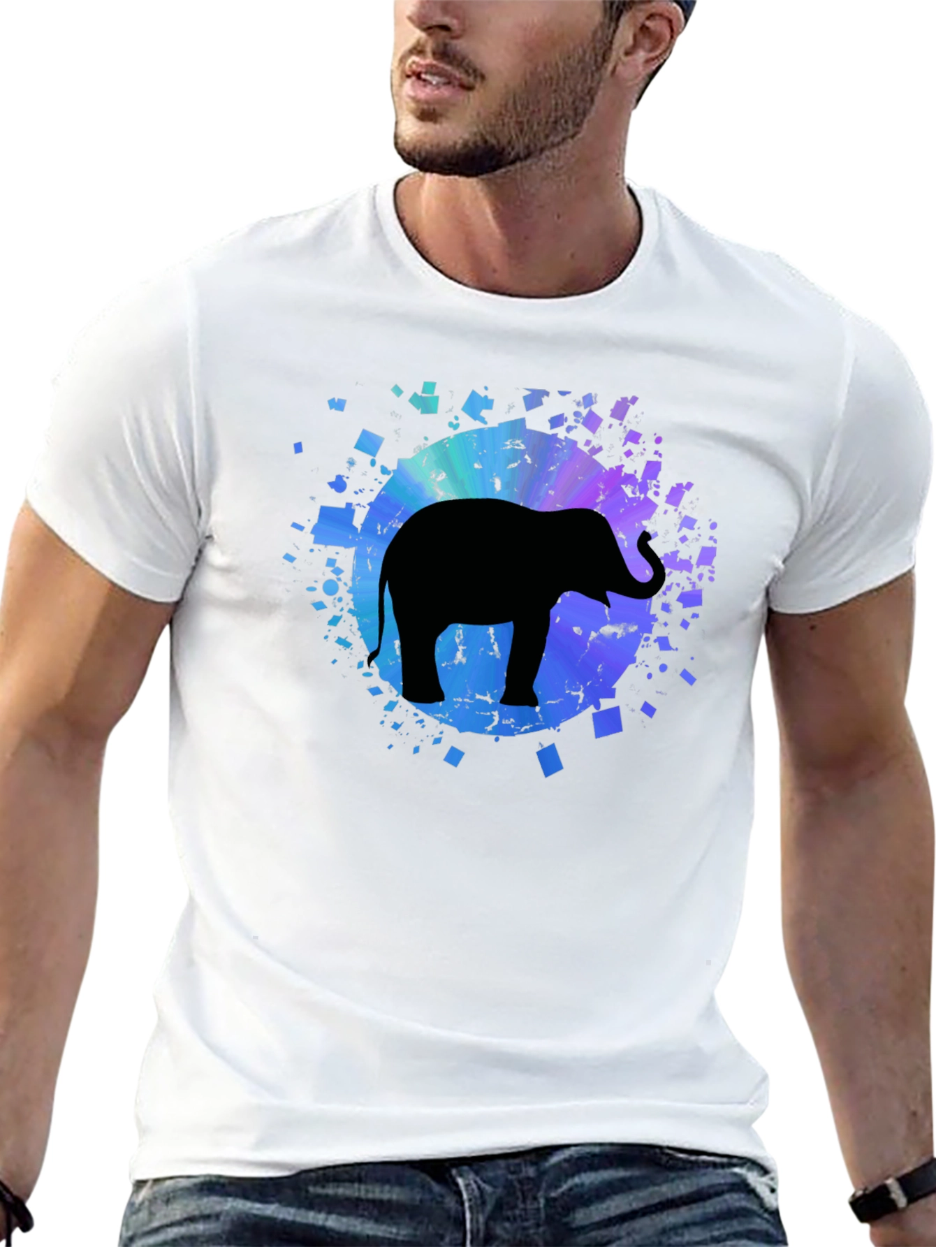 Elephant Graphic Tee - Mens Black Cotton T-Shirt