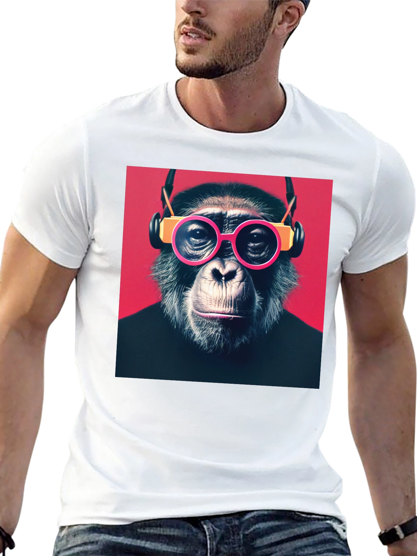 Monkey with Glasses Graphic T-Shirt