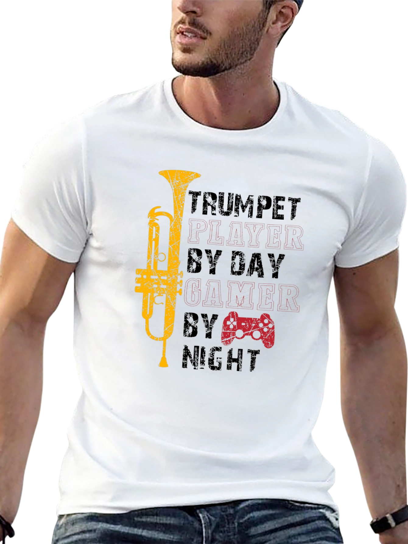 Trumpet Player Gamer Graphic Tee