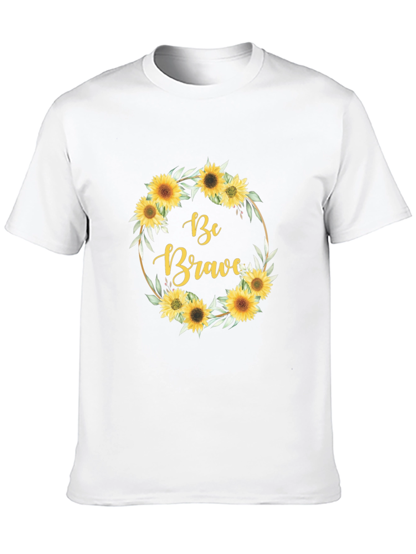 Be Brave Sunflower Wreath Graphic Tee - Black