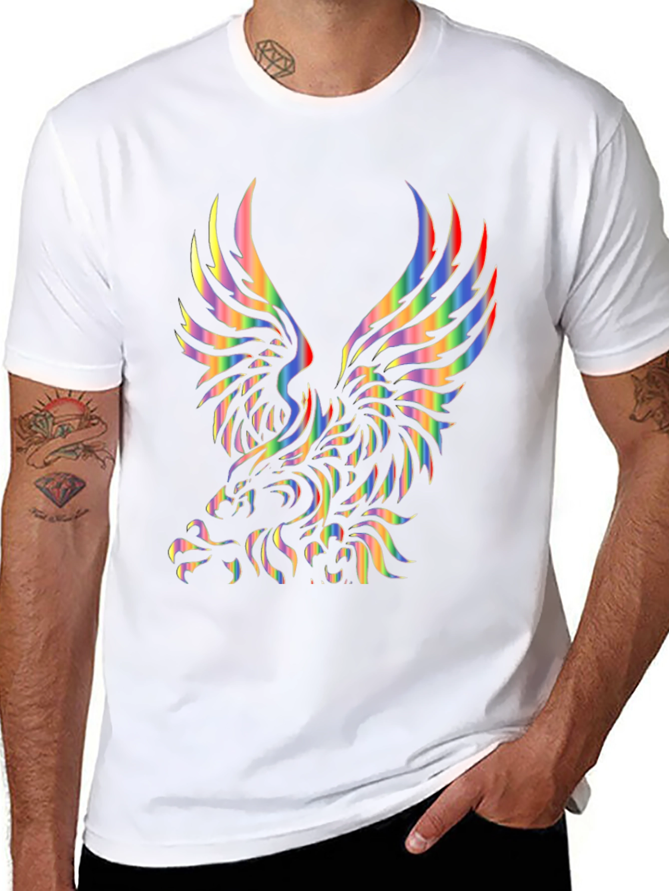 Rainbow Eagle Graphic Black T-Shirt