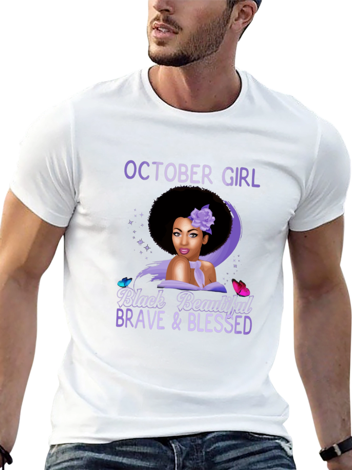 October Girl Black Beautiful Brave & Blessed T-Shirt