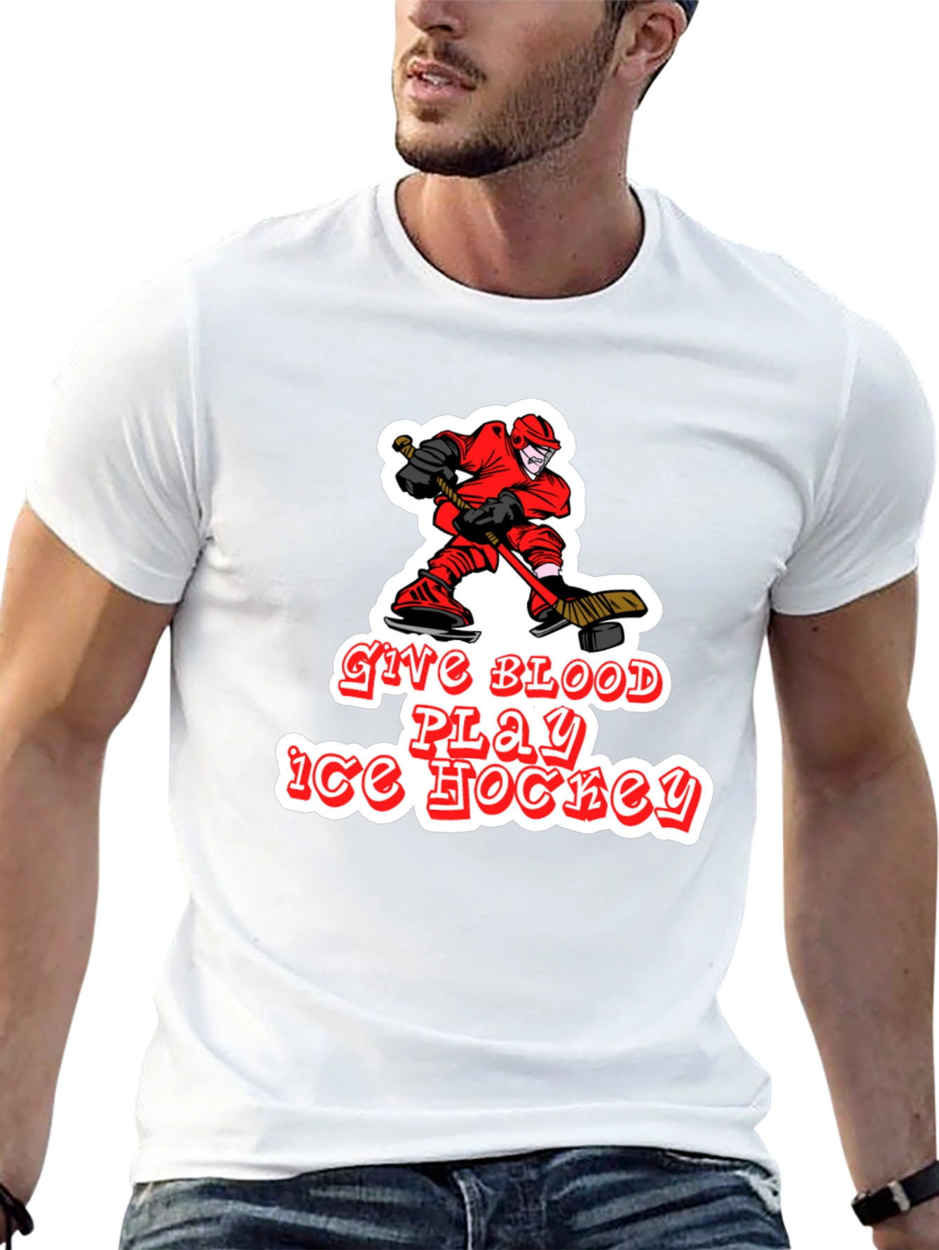 Give Blood Play Ice Hockey Black T-Shirt
