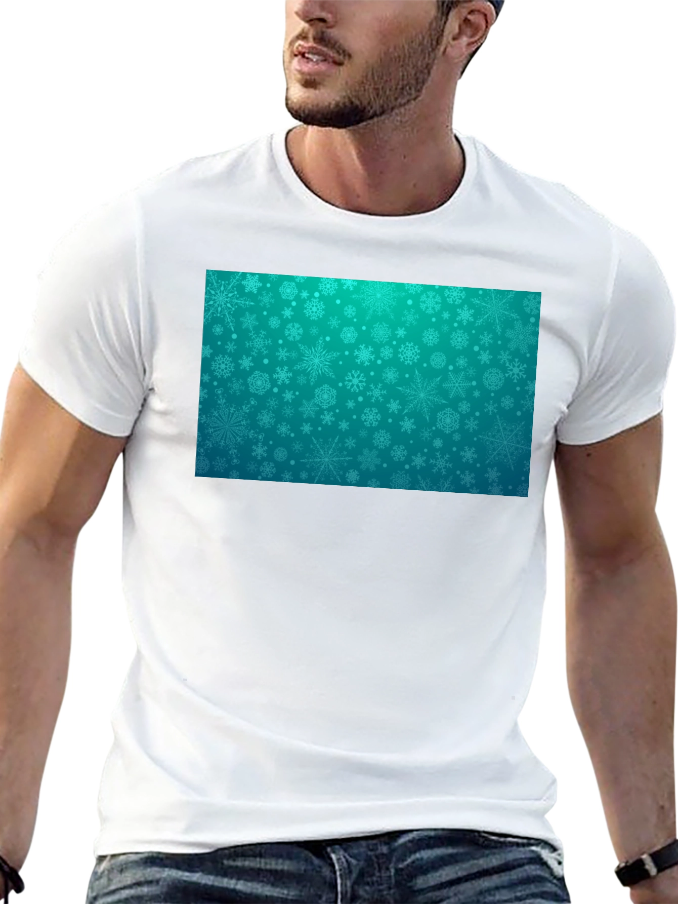 Snowflake Pattern Black T-Shirt