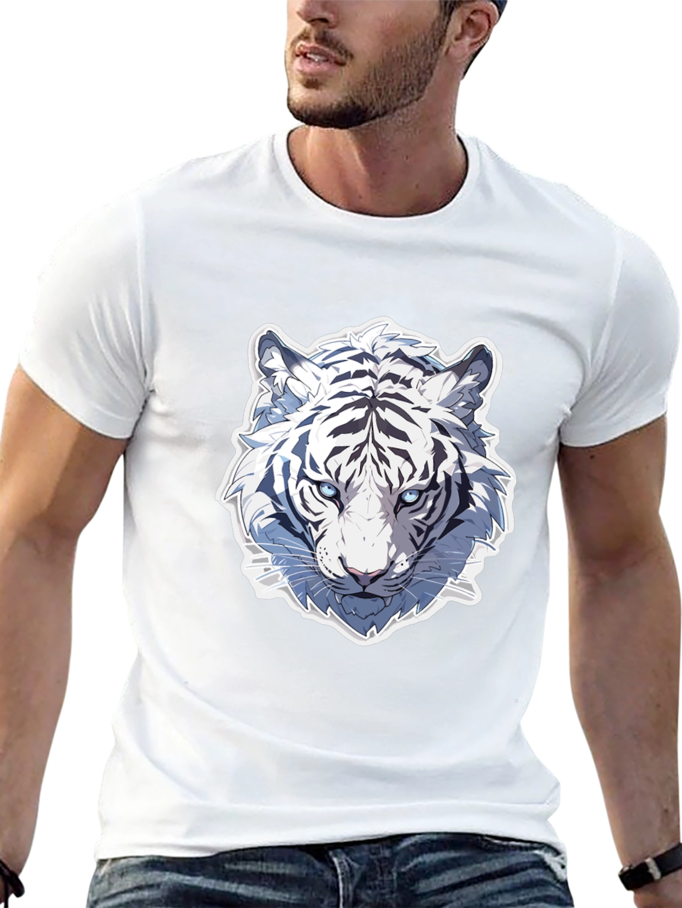 White Tiger Graphic Tee - Cool Animal Design
