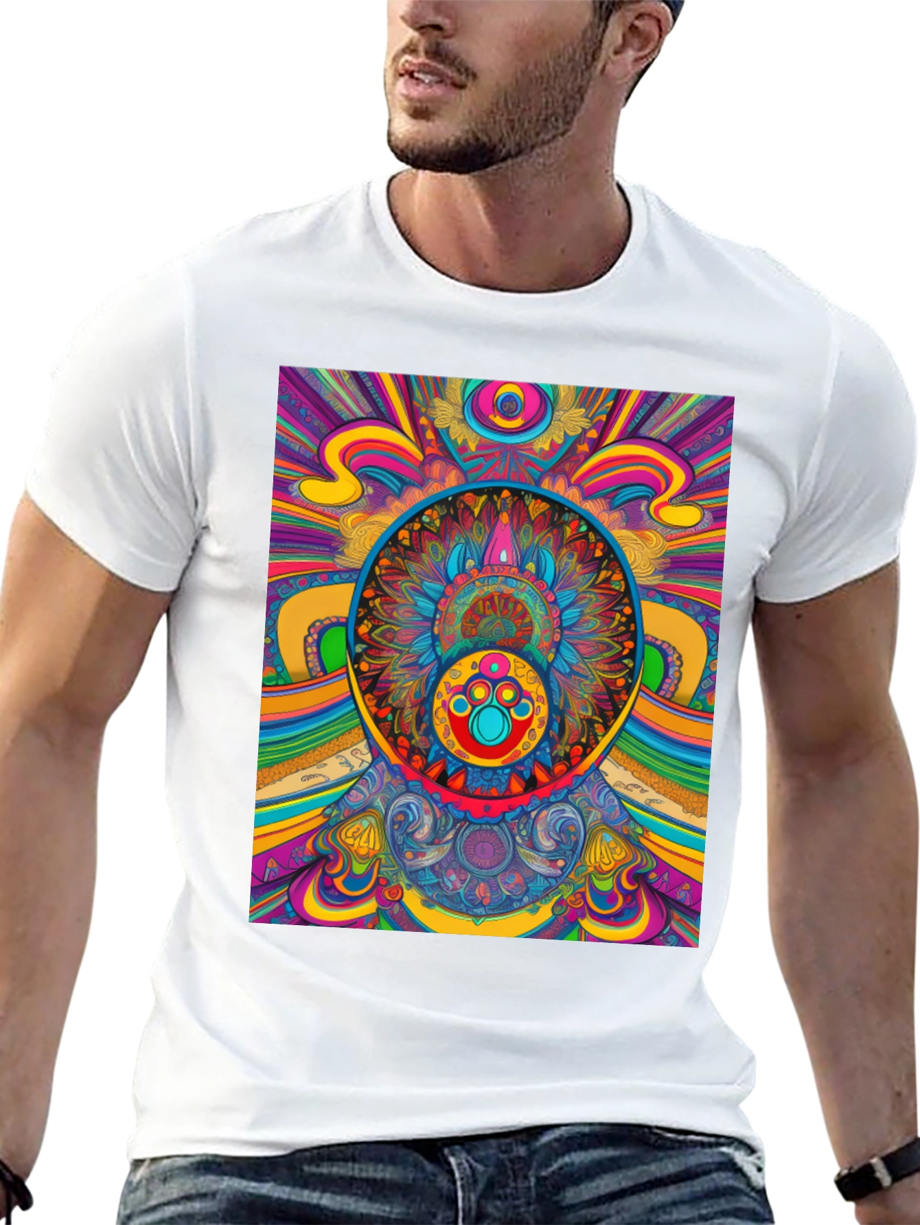 Psychedelic Mandala T-Shirt - Vibrant Graphic Tee