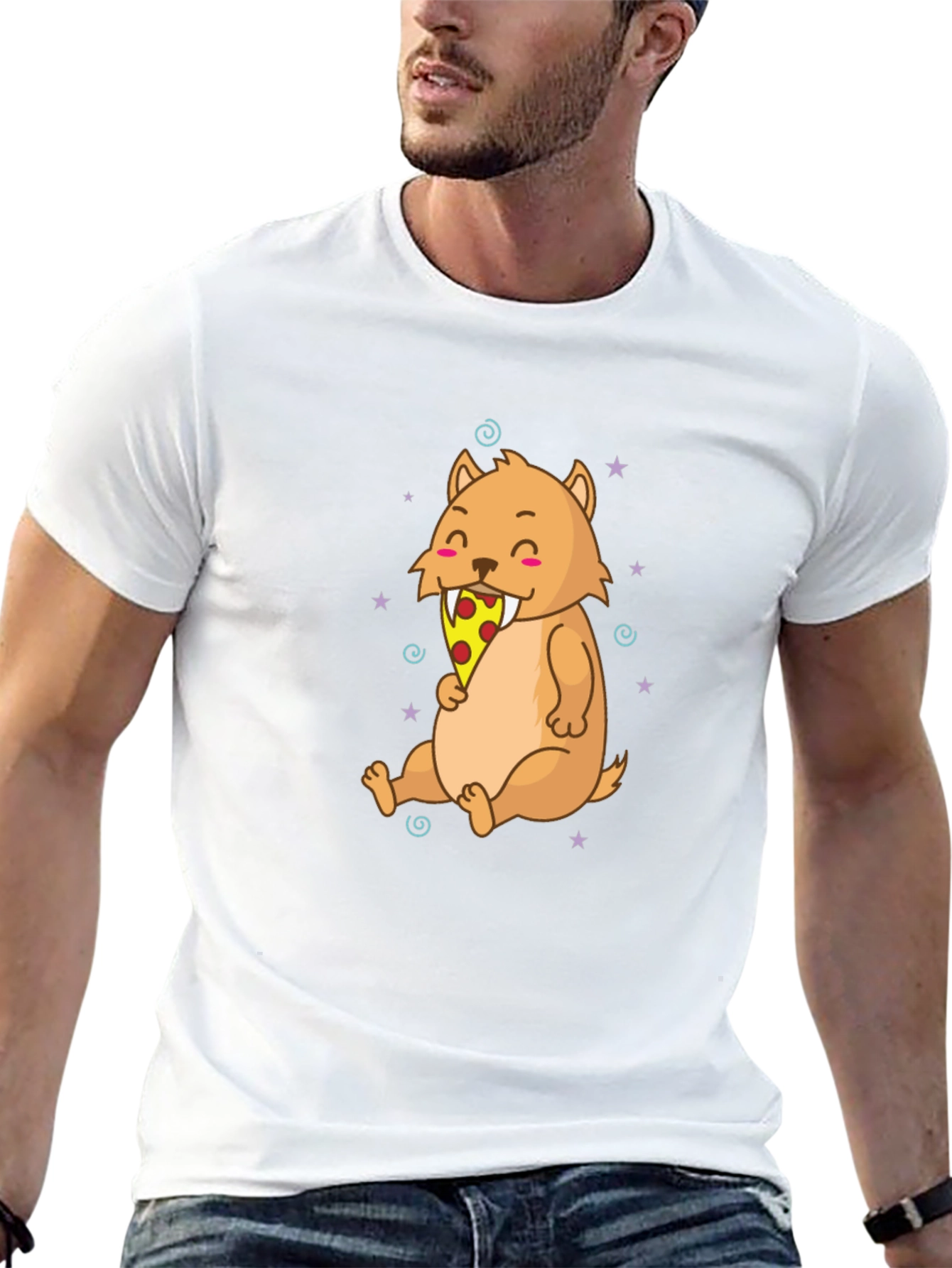 Pizza Eating Cartoon T-Shirt
